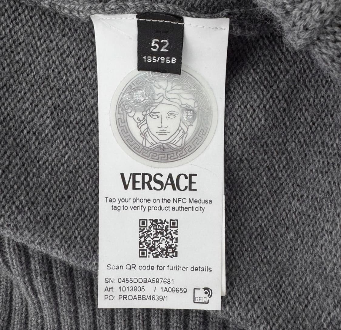 [52] 베르사체 남성 밀라노 스티치 자수 로고 울 니트 스웨터 그레이 상품이미지8