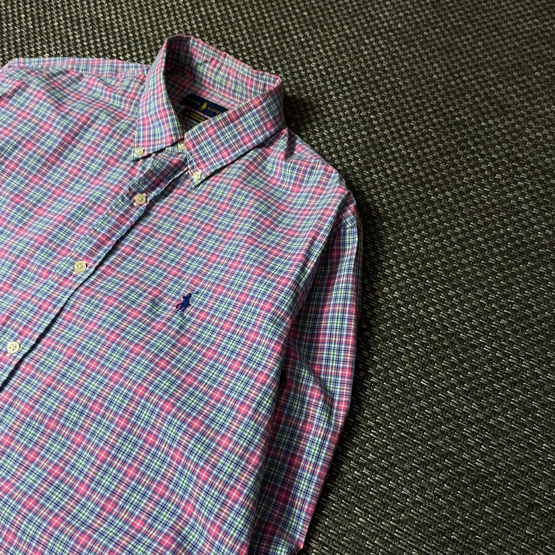 폴로랄프로렌 핑크 그린 퍼플 멀티배색 체크 긴팔 셔츠 클래식핏 XL 상품이미지5