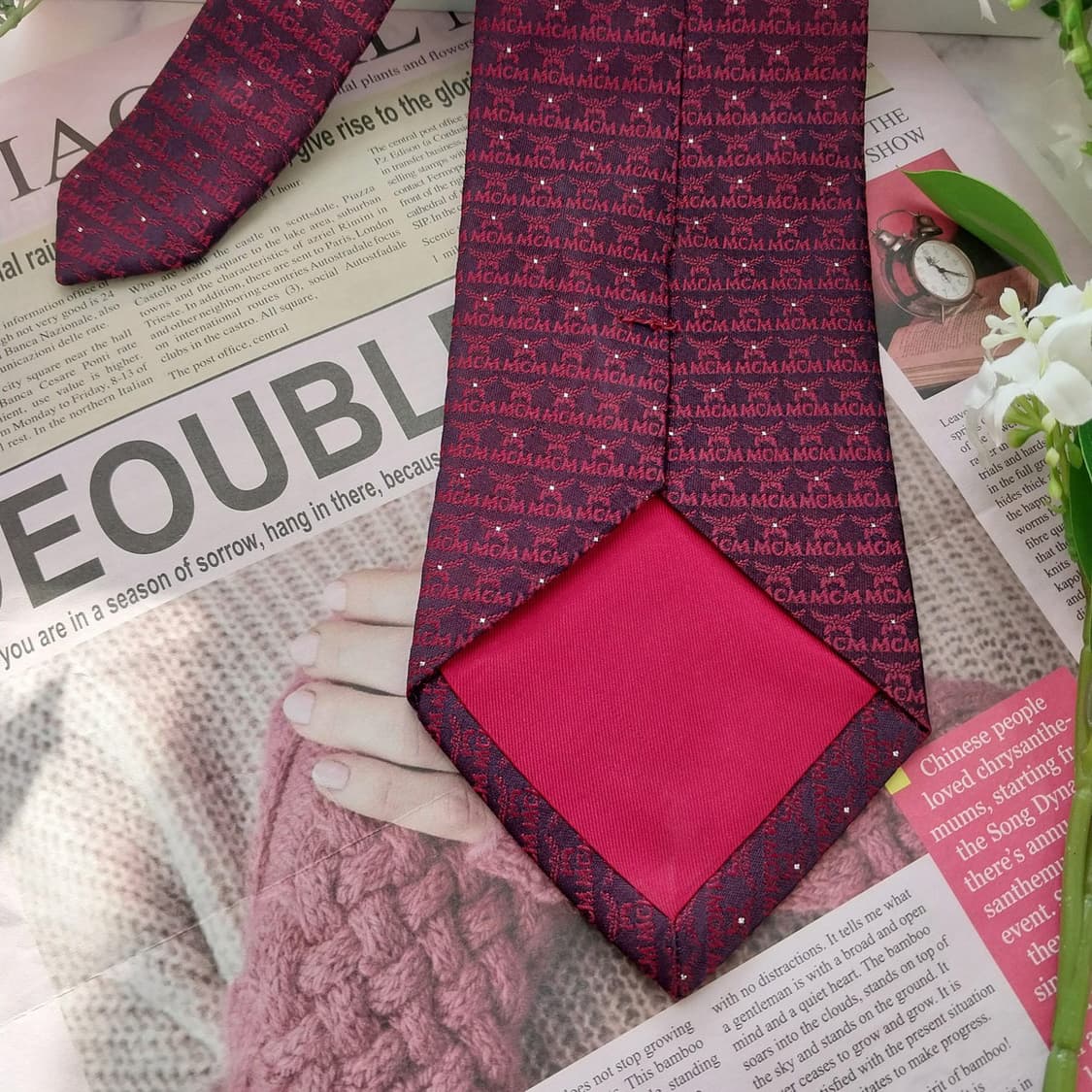 MCM 실크 올오버 로고 자카드 넥타이 9.5cm A+등급 K1596
 상품이미지7