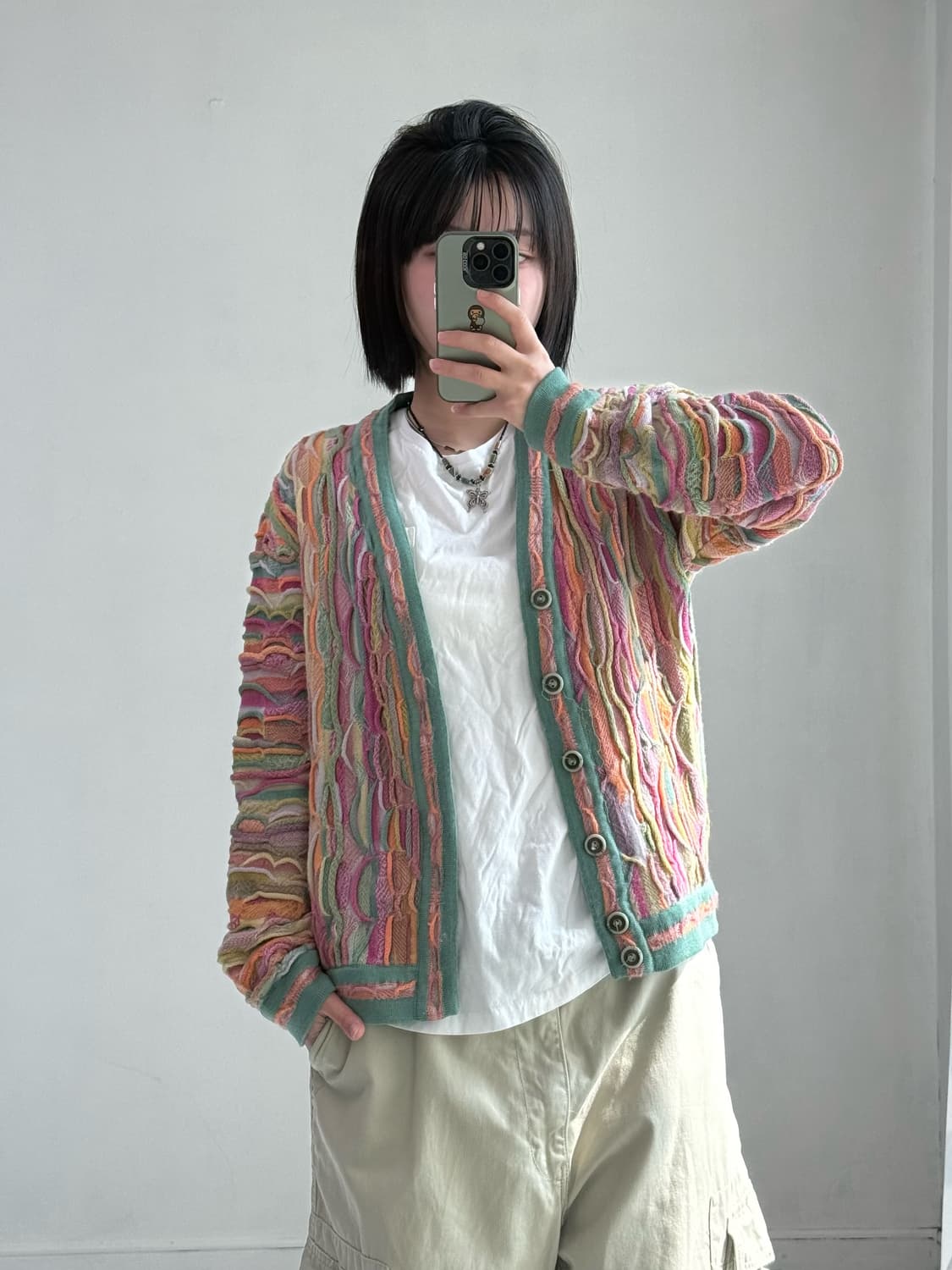 림노스 핑크 케이블 니트 가디건 상품이미지3