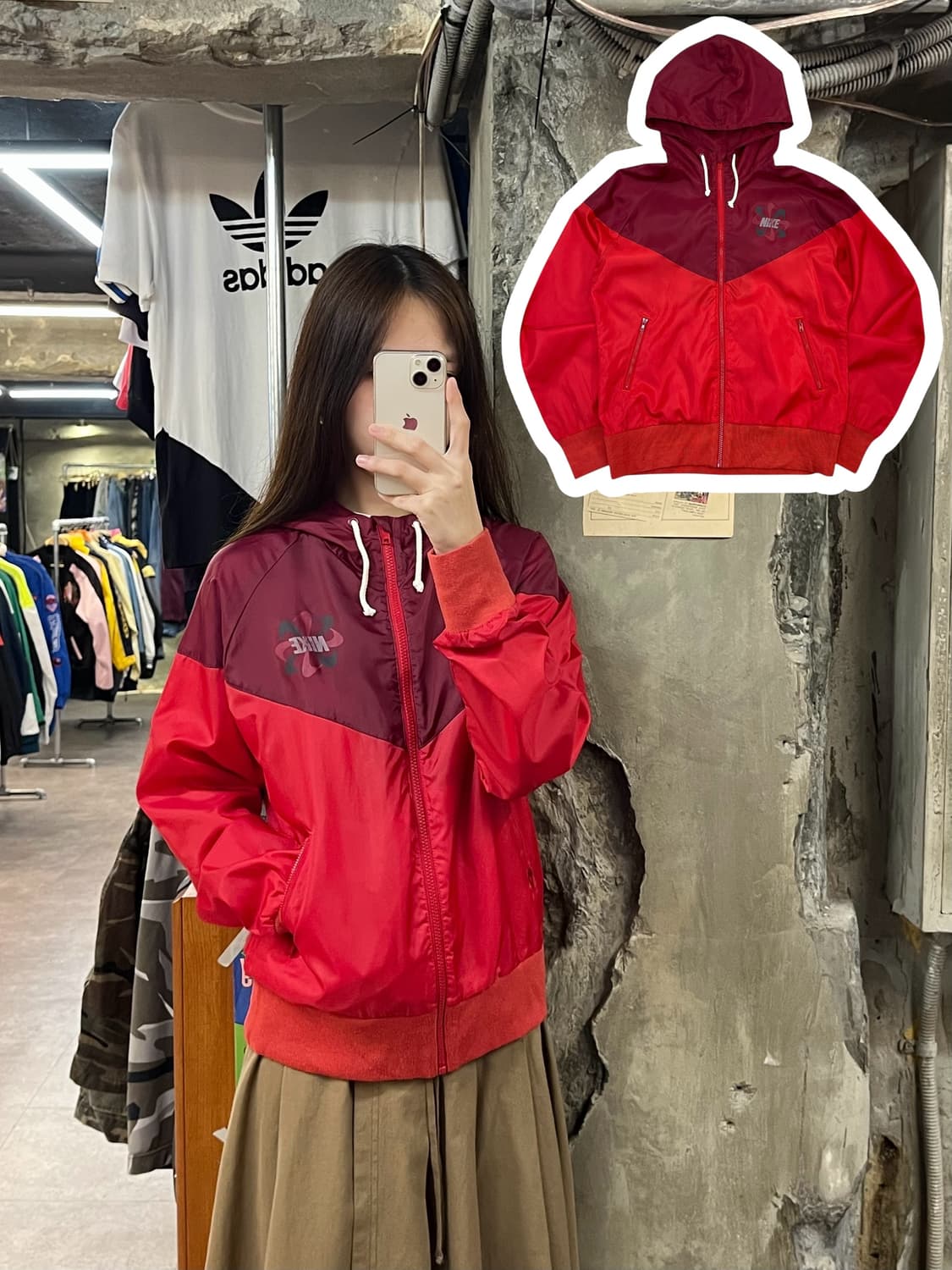 나이키 후드 바람막이 레드 M #csz977 상품이미지1