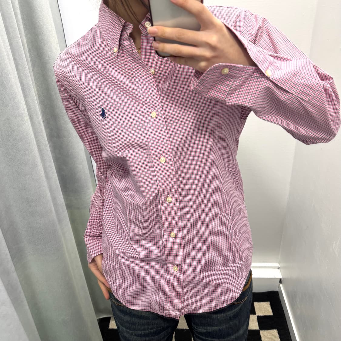 폴로 핑크 체크 드레스 셔츠 상품이미지1