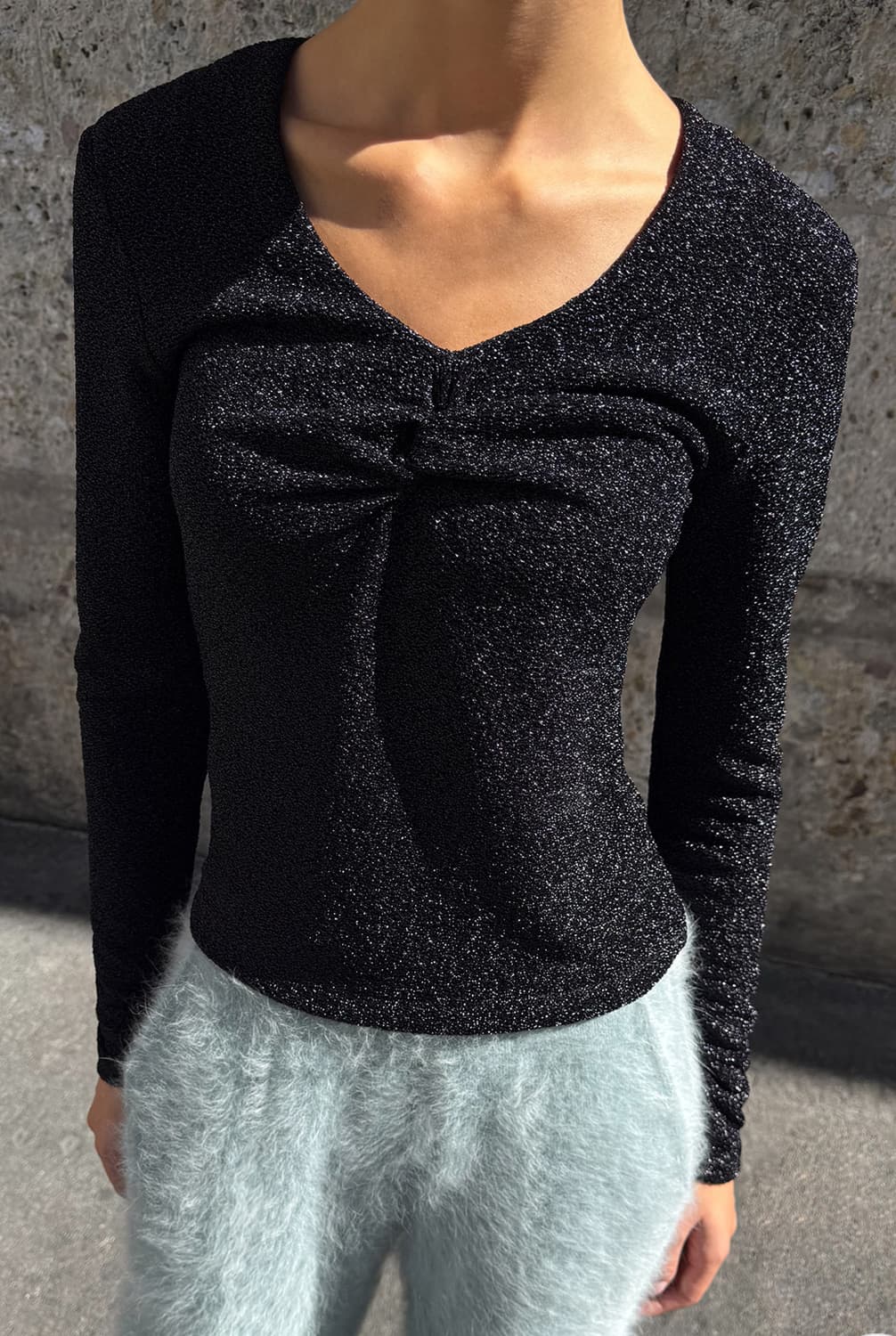 드래곤블루스 글리터링 슬림 저지 탑 - 블랙, 실버 M 상품이미지1