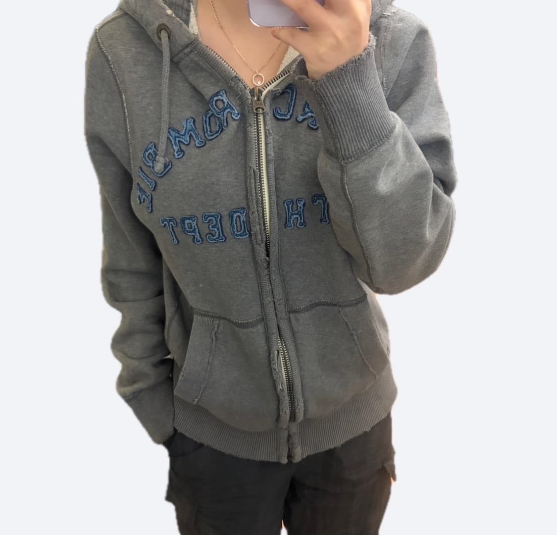 🩶아베크롬비 y2k 아치로고 그레이 후드집업🩶 상품이미지1