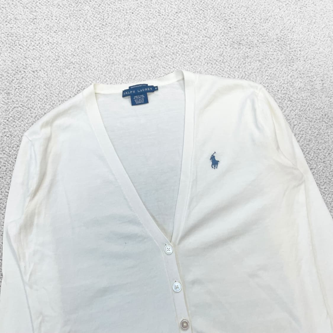 폴로 랄프로렌 우먼스 코튼 브이넥 니트 가디건 화이트 상품이미지3