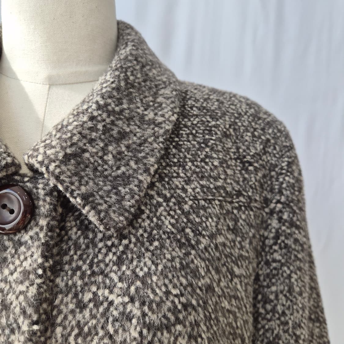 CINAMON 울100% 브라운믹스 부클 하프코트 상품이미지7