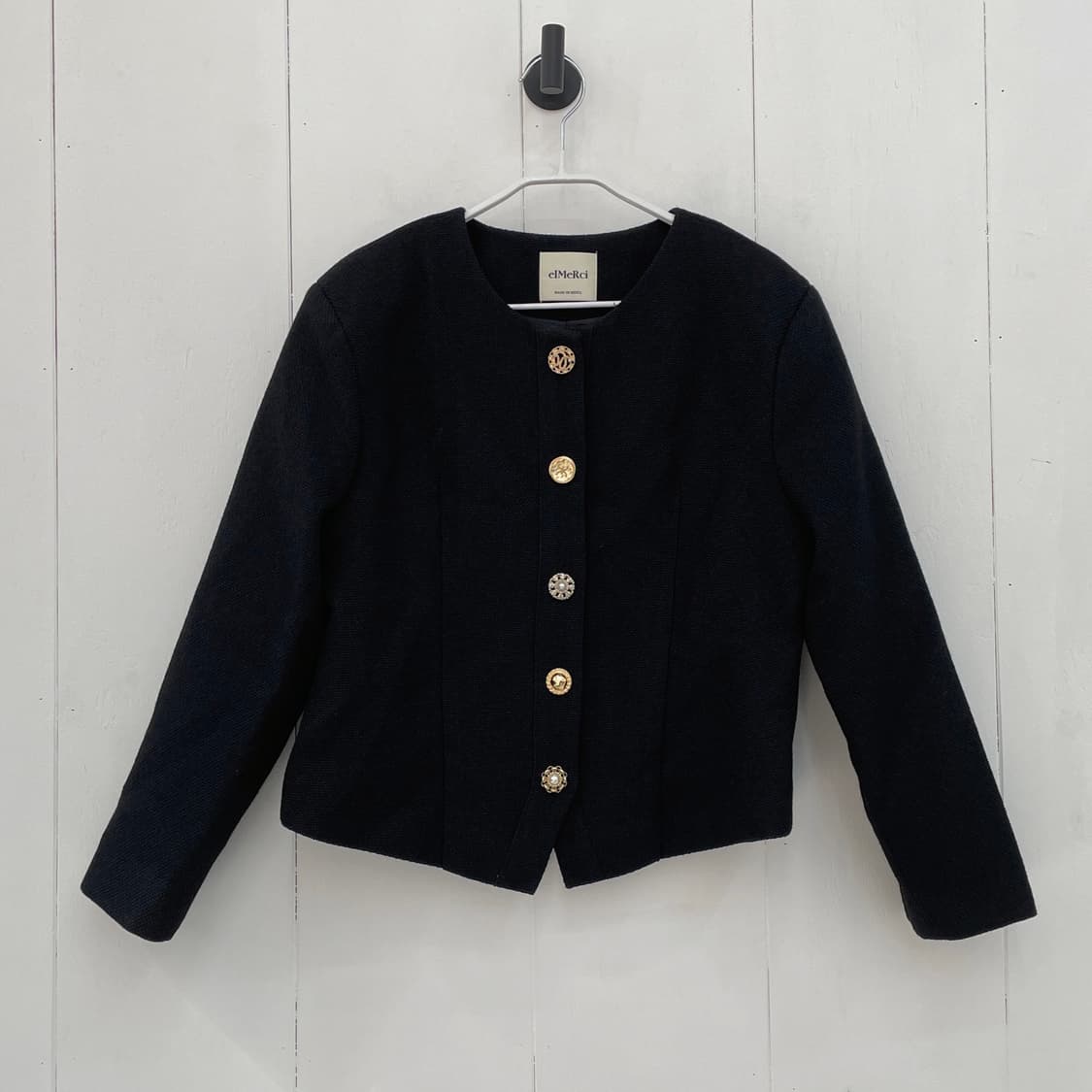 엘메르시(elMeRci) 골드 보석 버튼 트위드 자켓 상품이미지2