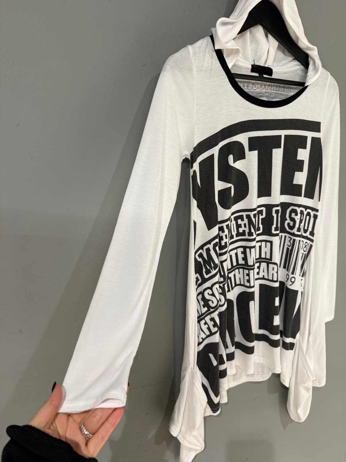 unbalance cutting lettering hood sleeve 상품이미지7