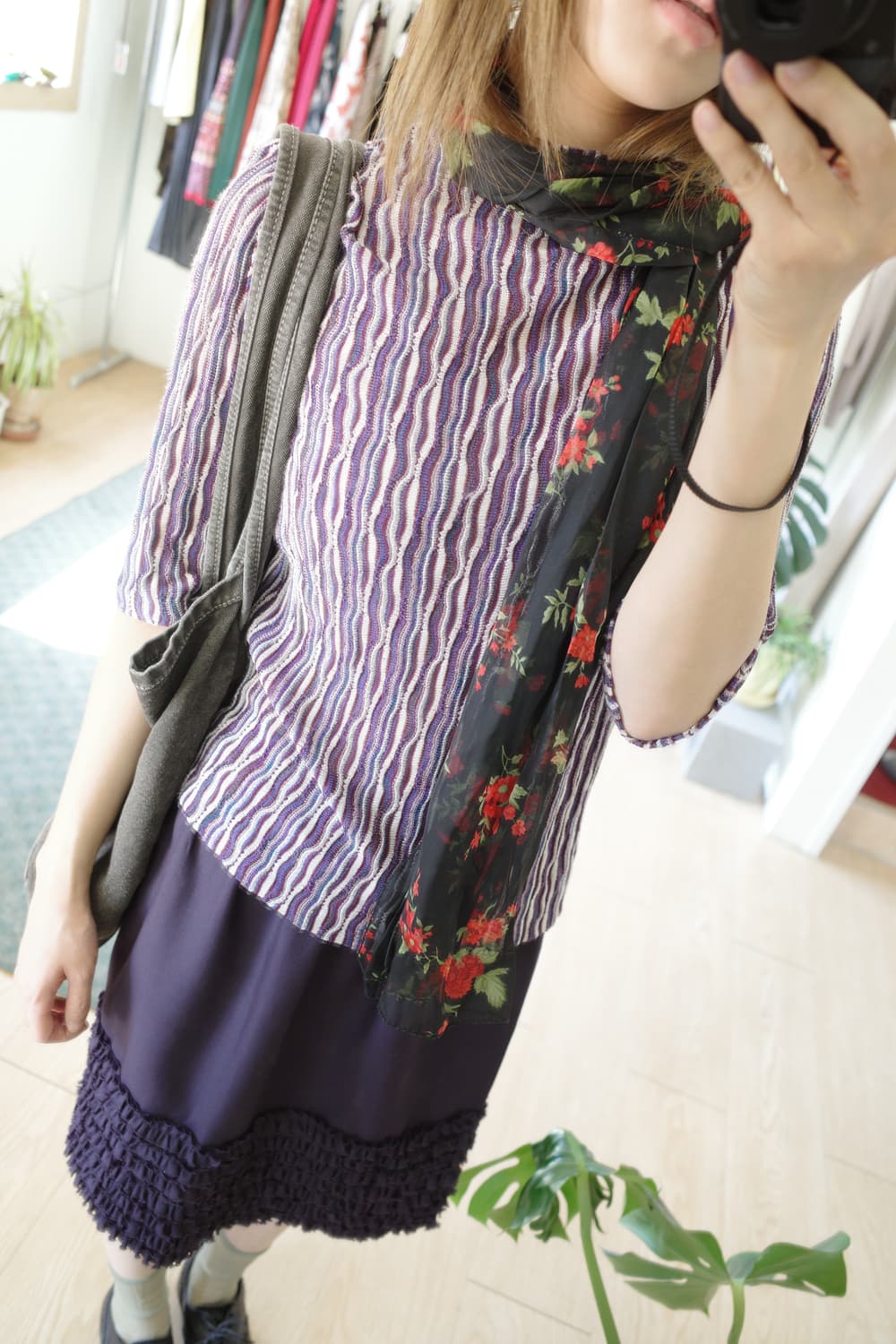 black flower scarf 상품이미지4