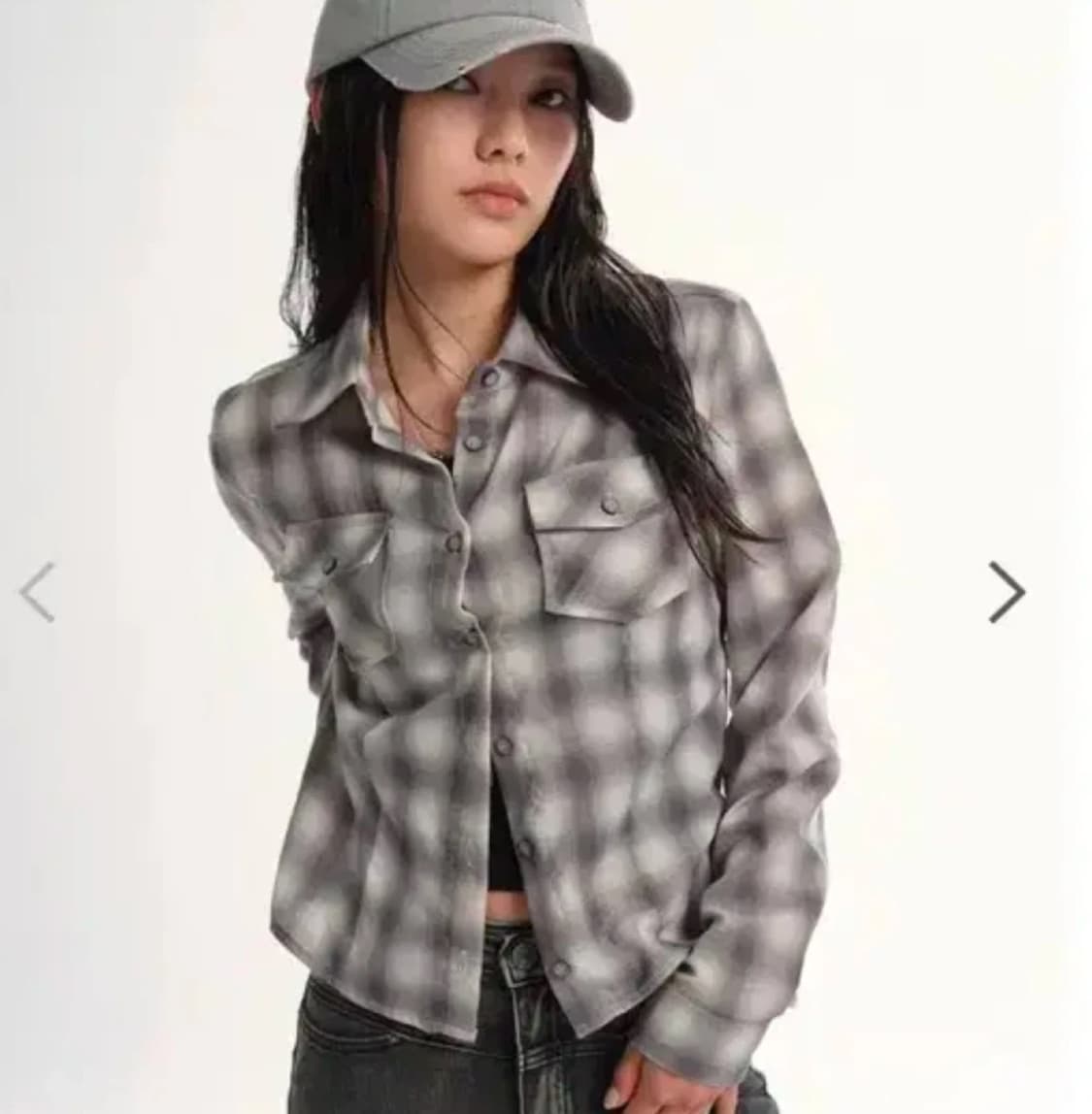 애즈온 그레이 체크 셔츠 상품이미지1