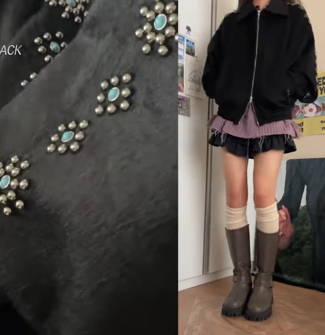 오와이 터콰이즈 퍼자켓 블랙 1사이즈 상품이미지4