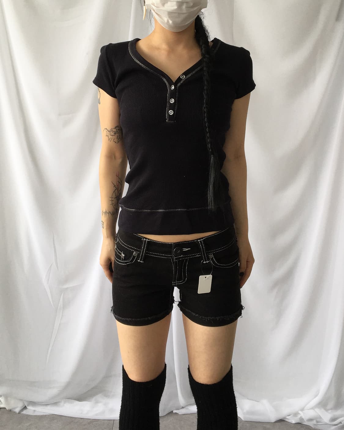 Stitch point herny neck ribbed top 상품이미지6