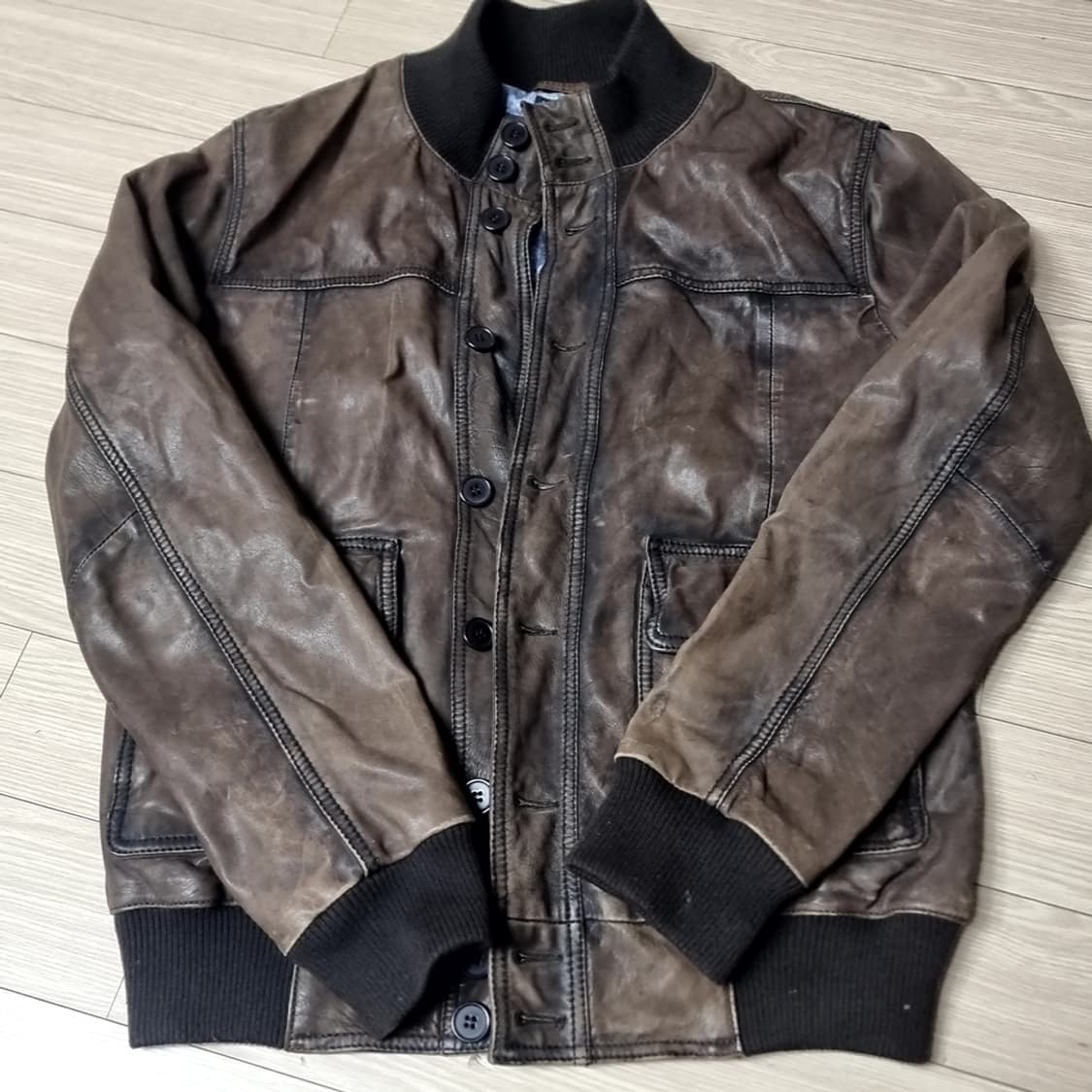 이테리제 빈티지55 브라운 가죽 a-1 봄버 자켓(100-105) 상품이미지1
