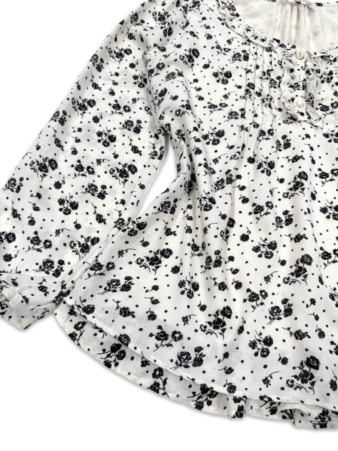 빈티지 로즈 프릴 모리 블라우스 상품이미지4