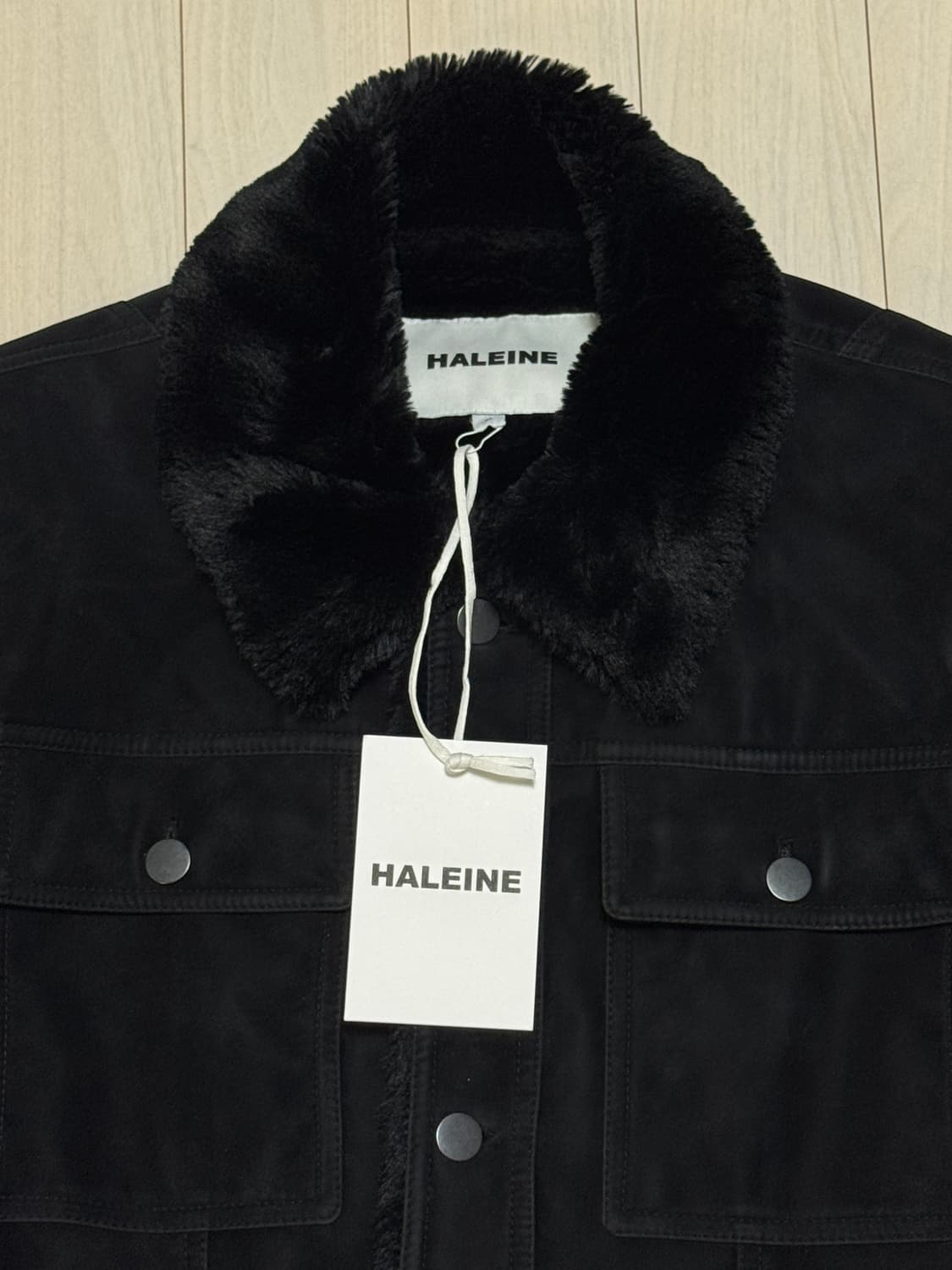 알렌느 벨루아 포우 퍼 트러커 자켓 블랙 상품이미지6