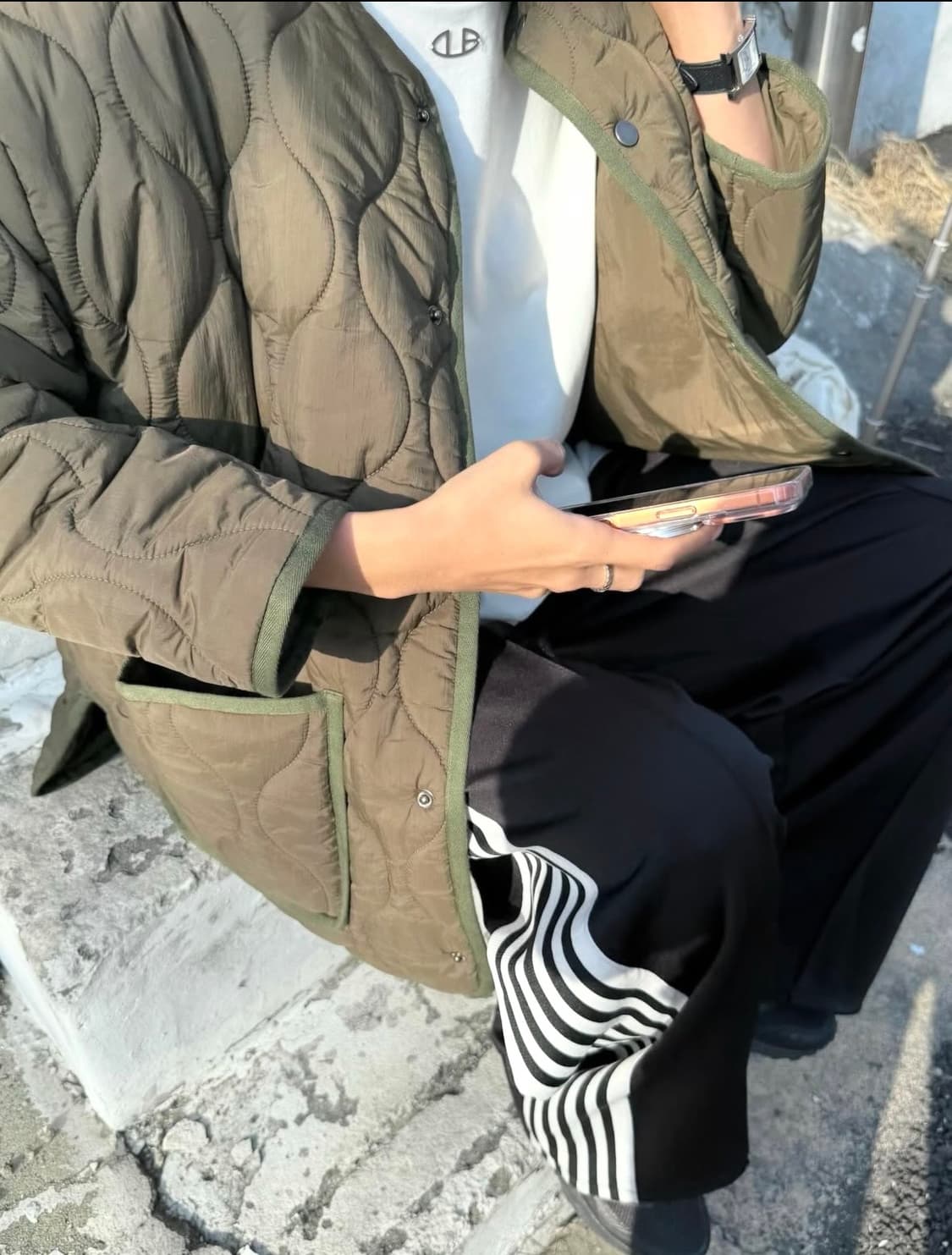 [미 시착 새 상품] 돈비레잇 퀼팅 자켓 카키  상품이미지1