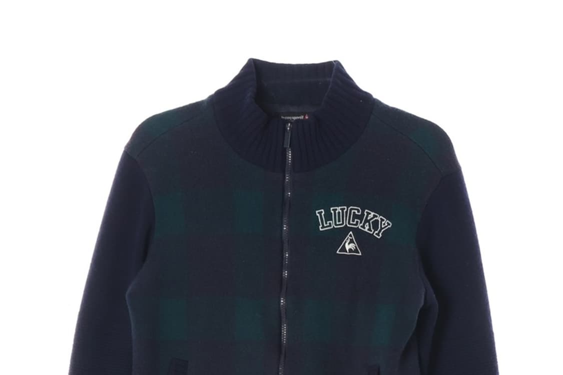 르꼬끄 골프 올울 체크 방풍 집업 니트 자켓  L 상품이미지4