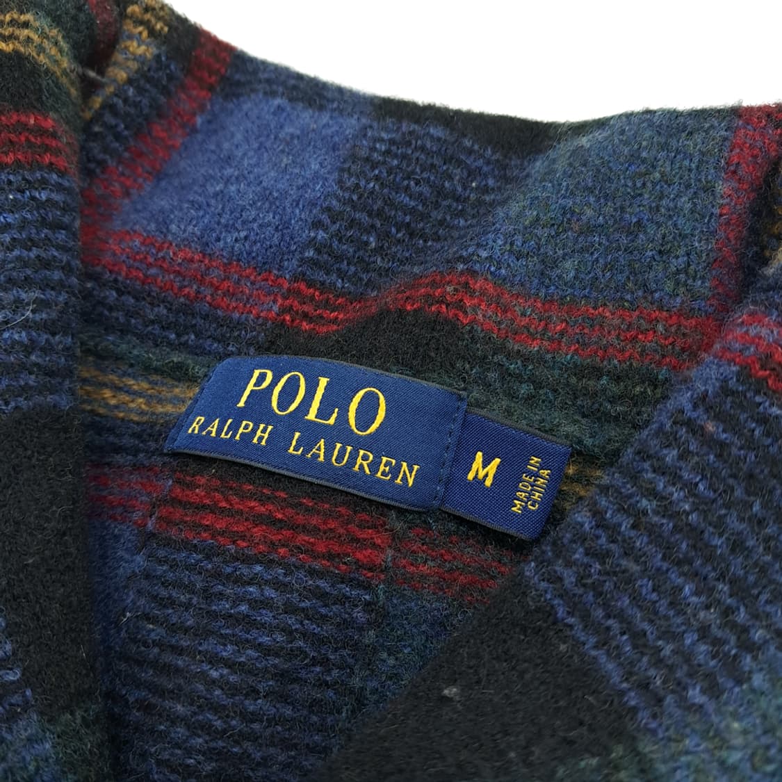 CN980 M 폴로 랄프로렌 타탄 램스울 숄카라 엘보패치 니트 스웨터 상품이미지3