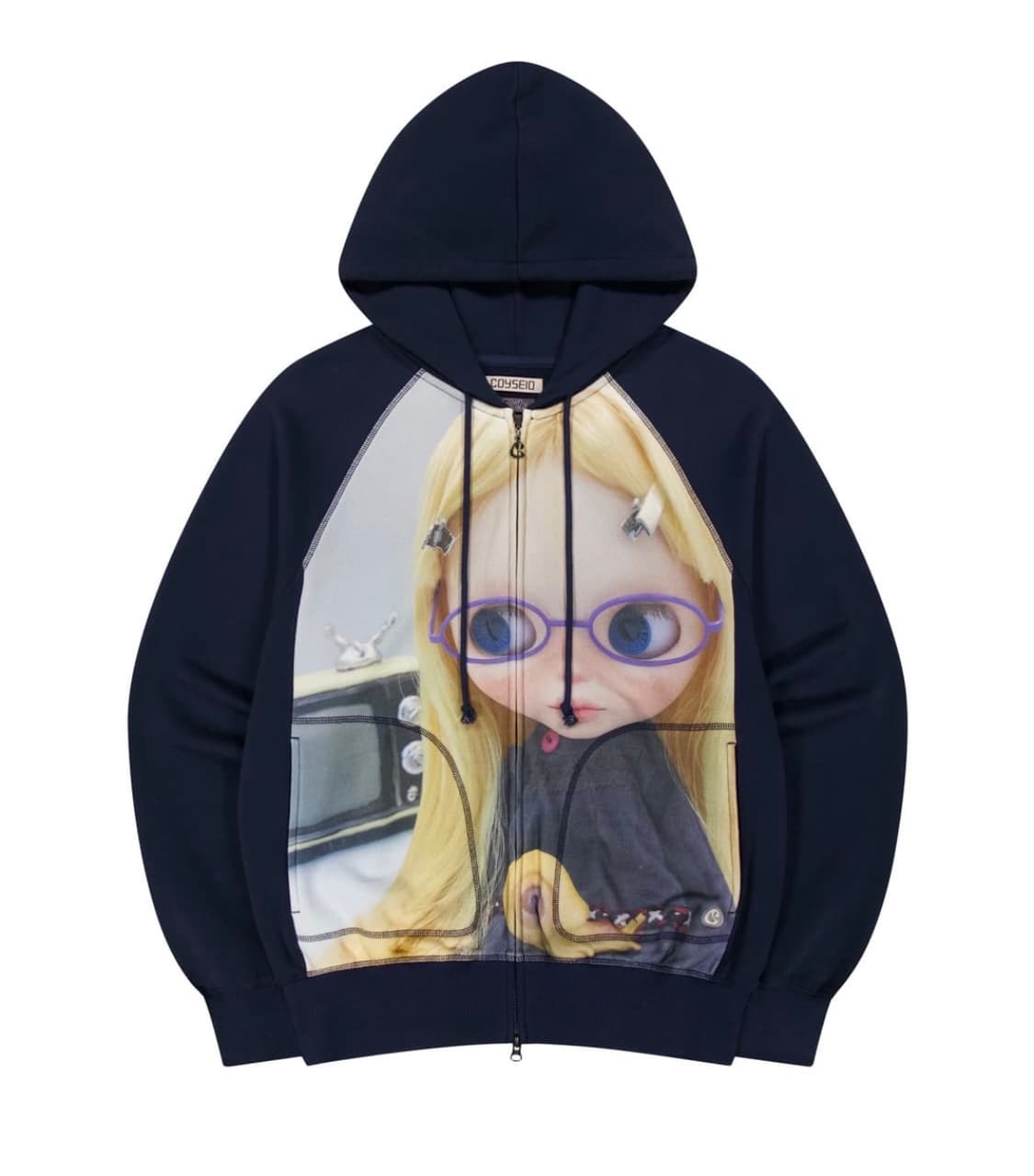 COYSEIO 코이세이오 브라이스 그래픽 후드집업 네이비 상품이미지1