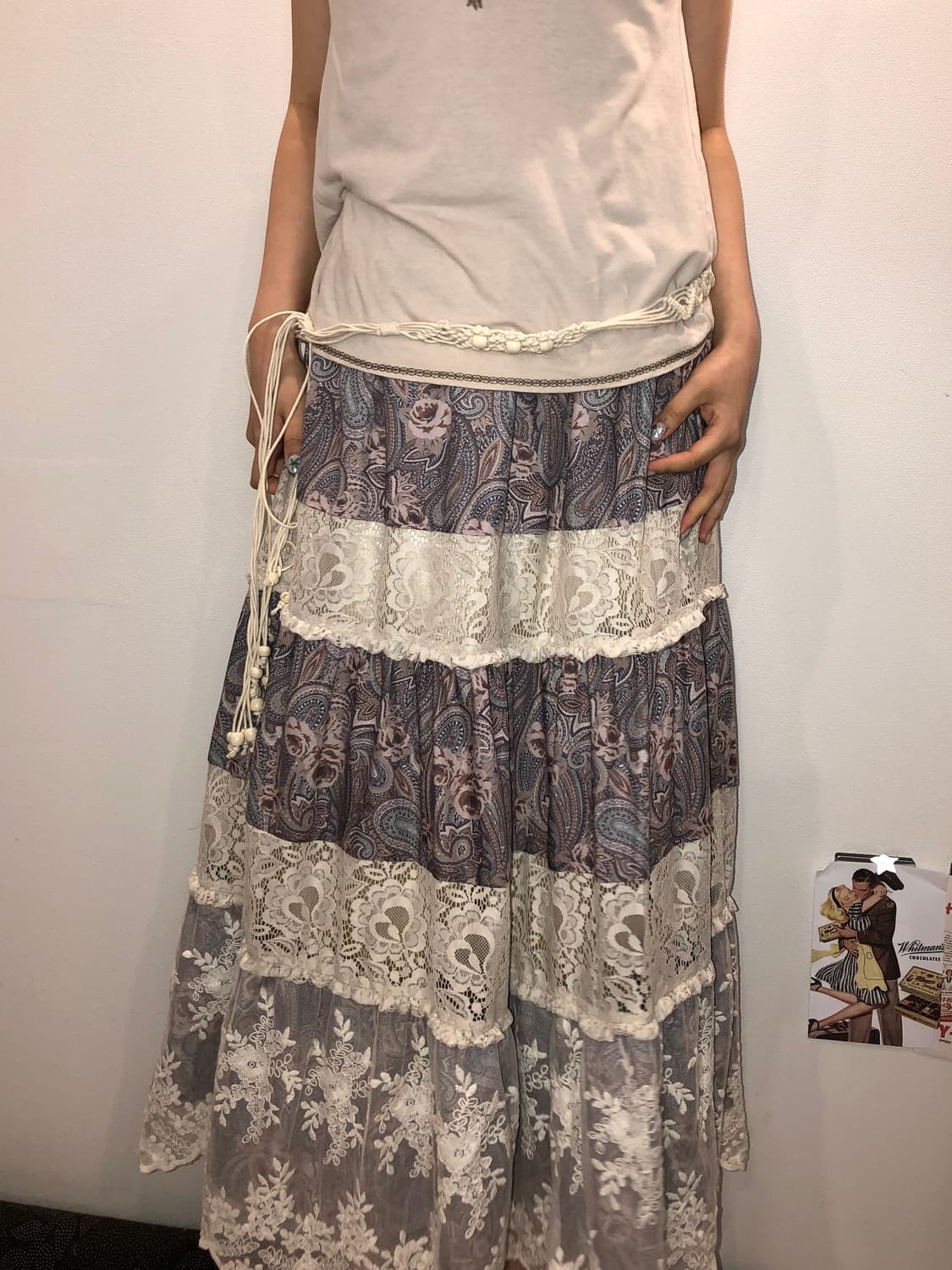 jpn vintage 보헤미안 레이스 맥시스커트 상품이미지3