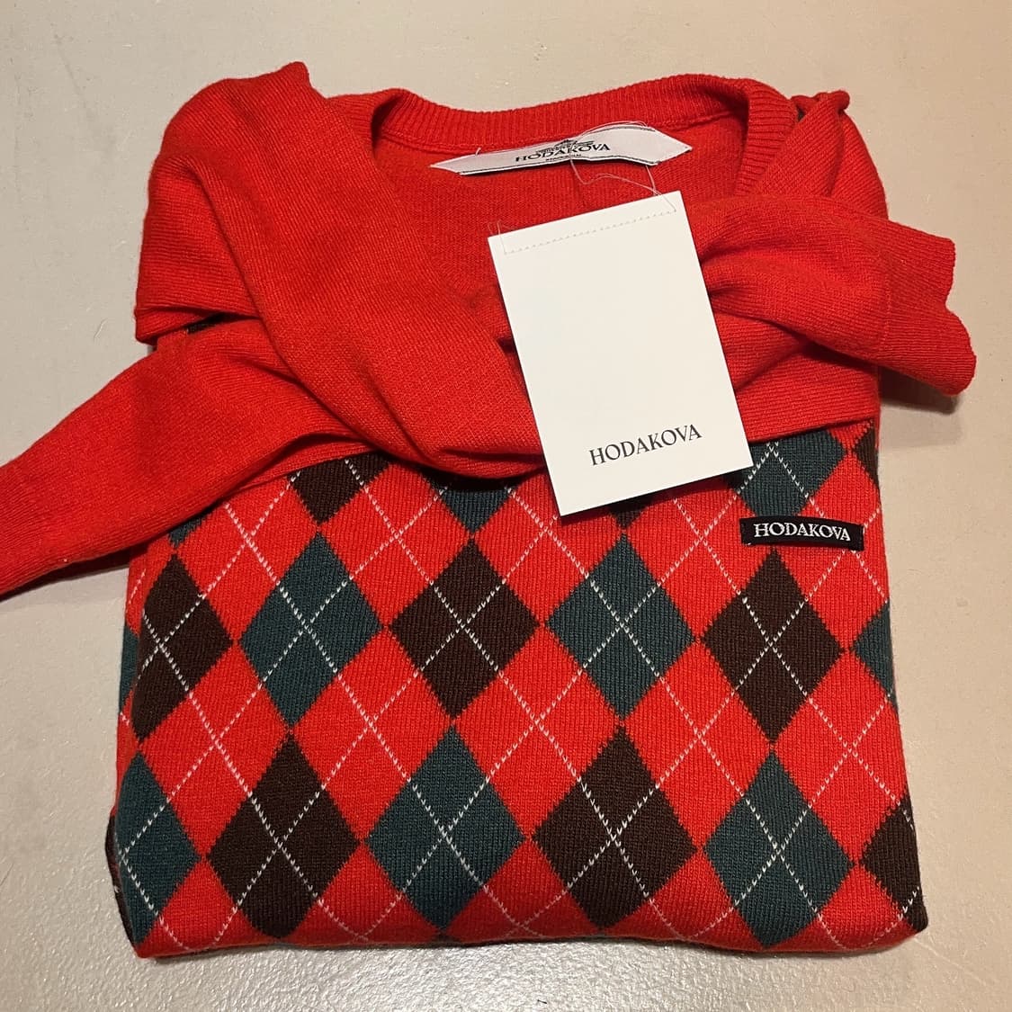 [M,L]호다코바 24fw 더블 아가일 니트 상품이미지1