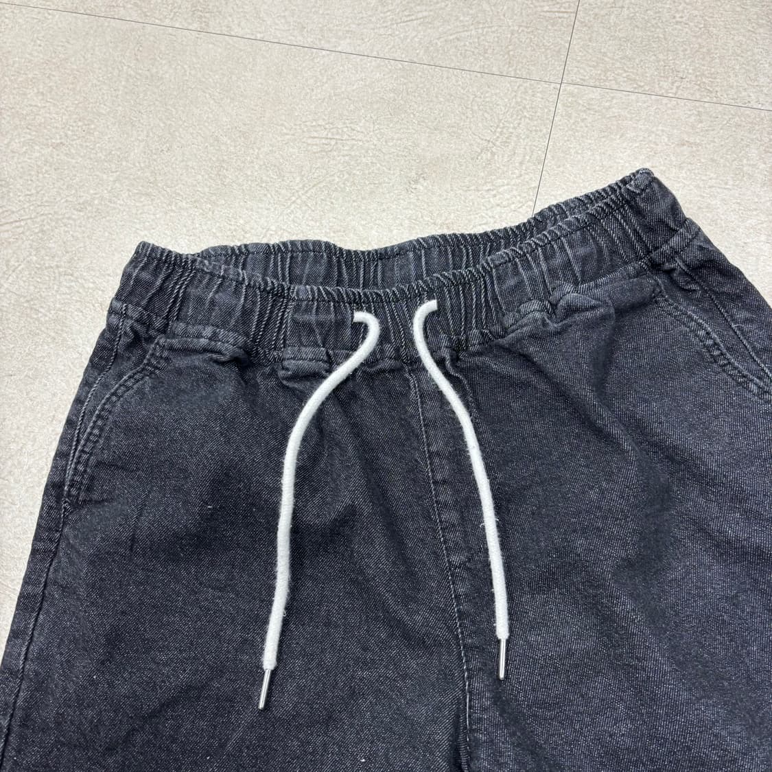 빈티지 흑청 데님 반바지 상품이미지2