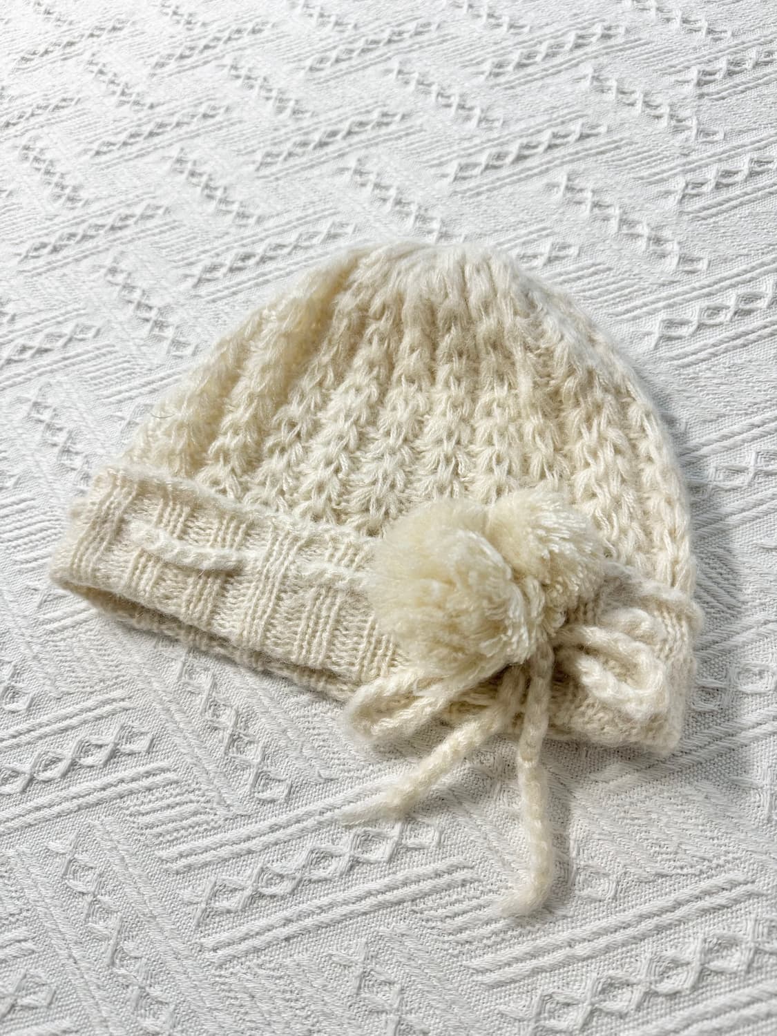 폼폼 리본 코사지 니티드 비니 상품이미지3