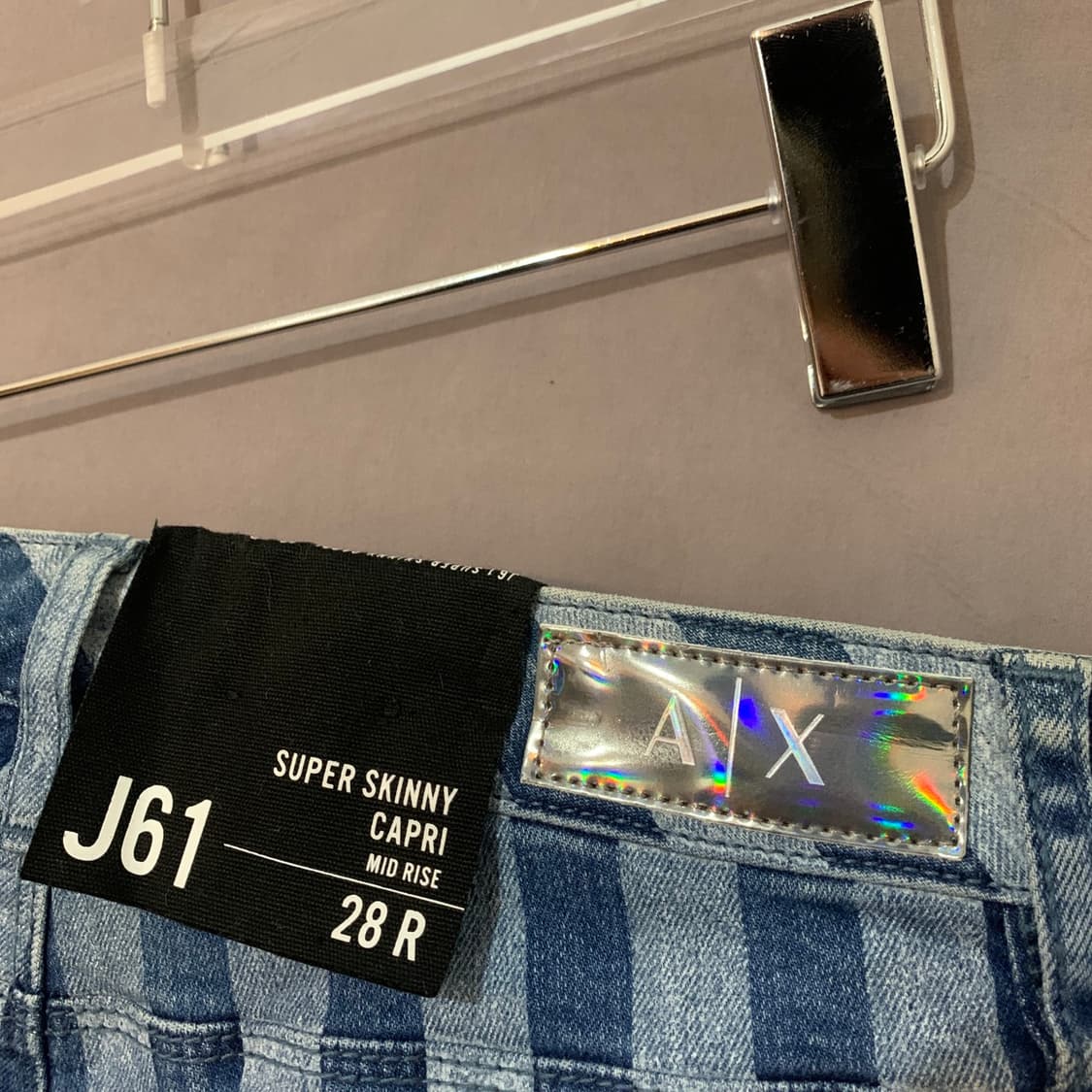 28인치 아르마니익스체인지 스트라이프 스판 스키니 카프리 데님 청바지 상품이미지4