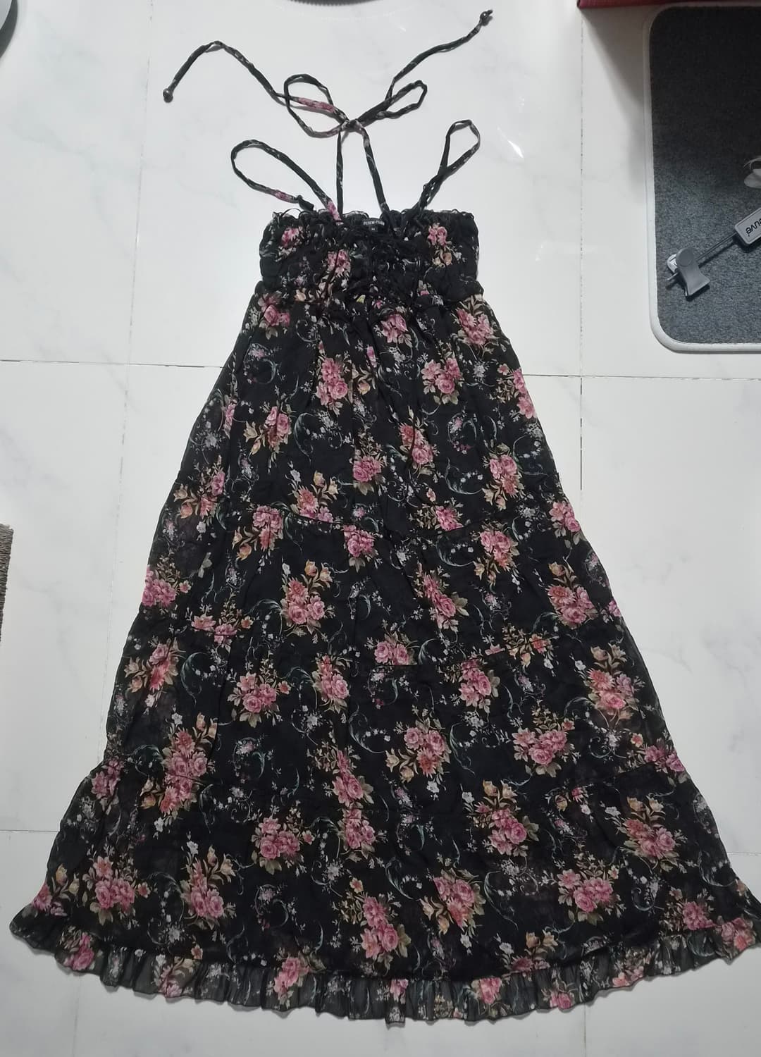 블랙 플로럴 맥시 원피스 상품이미지2