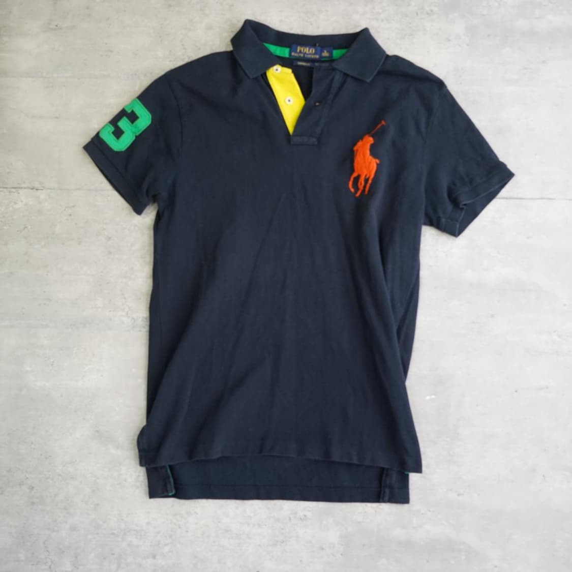 폴로 랄프 로렌 빅포니 배색 포인트 반팔 카라티 네이비 상품이미지1