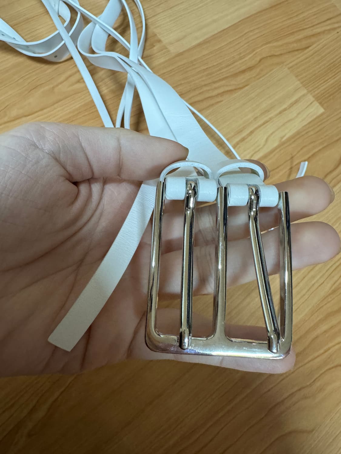 LCDC TM 화이트 가죽 레더 더블 벨트 새상품 상품이미지4