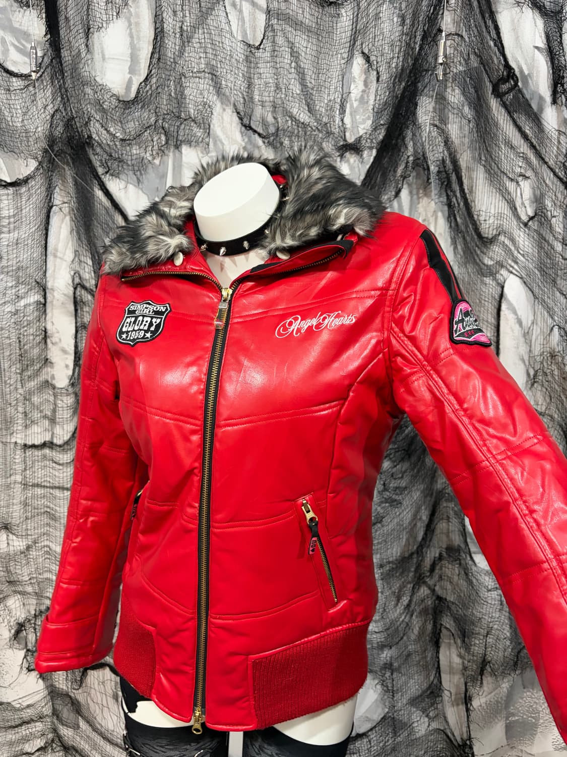 Y2K angel heart fake leather fur jacket 상품이미지4