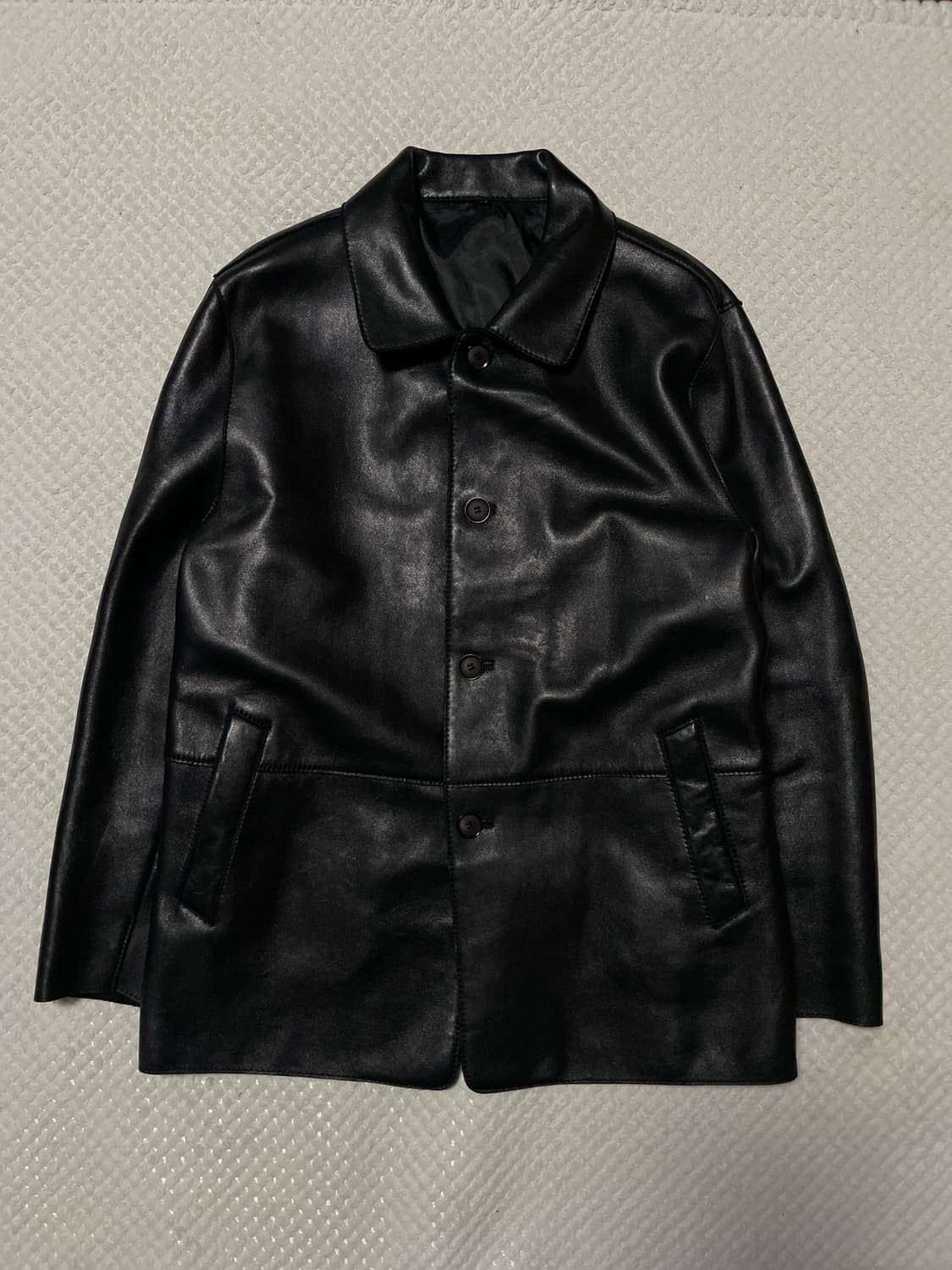 광희시장 웨스턴 무드 램스킨 양가죽 레더 카 코트 상품이미지1