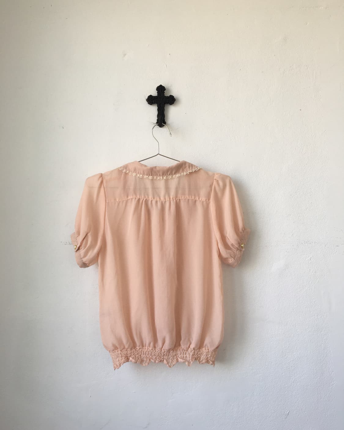 Button point lace trimming blouse 상품이미지3