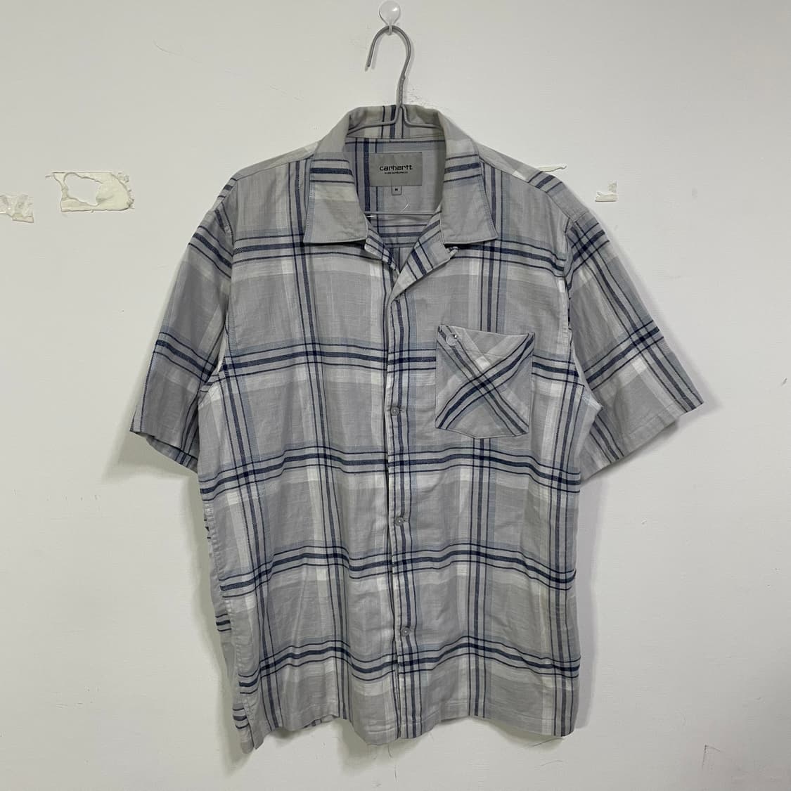 칼하트 체크 반팔 셔츠 그레이 상품이미지1