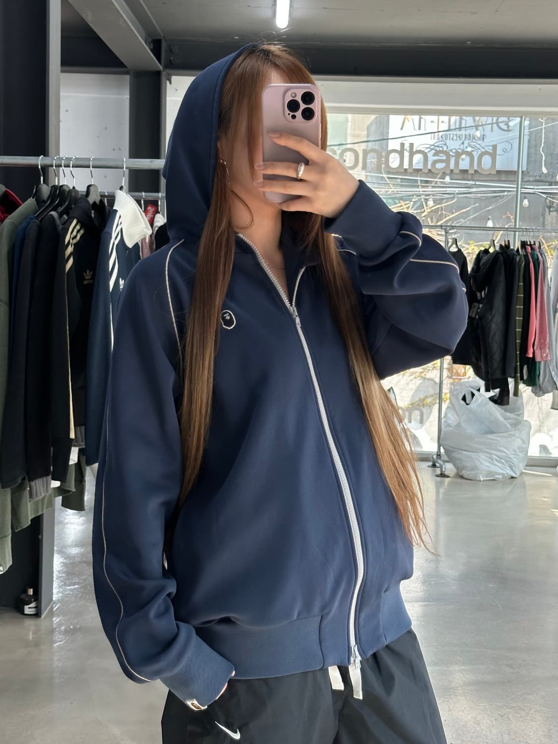 베이프 00s 자수사루 트랙 투웨이 후드져지집업 상품이미지2