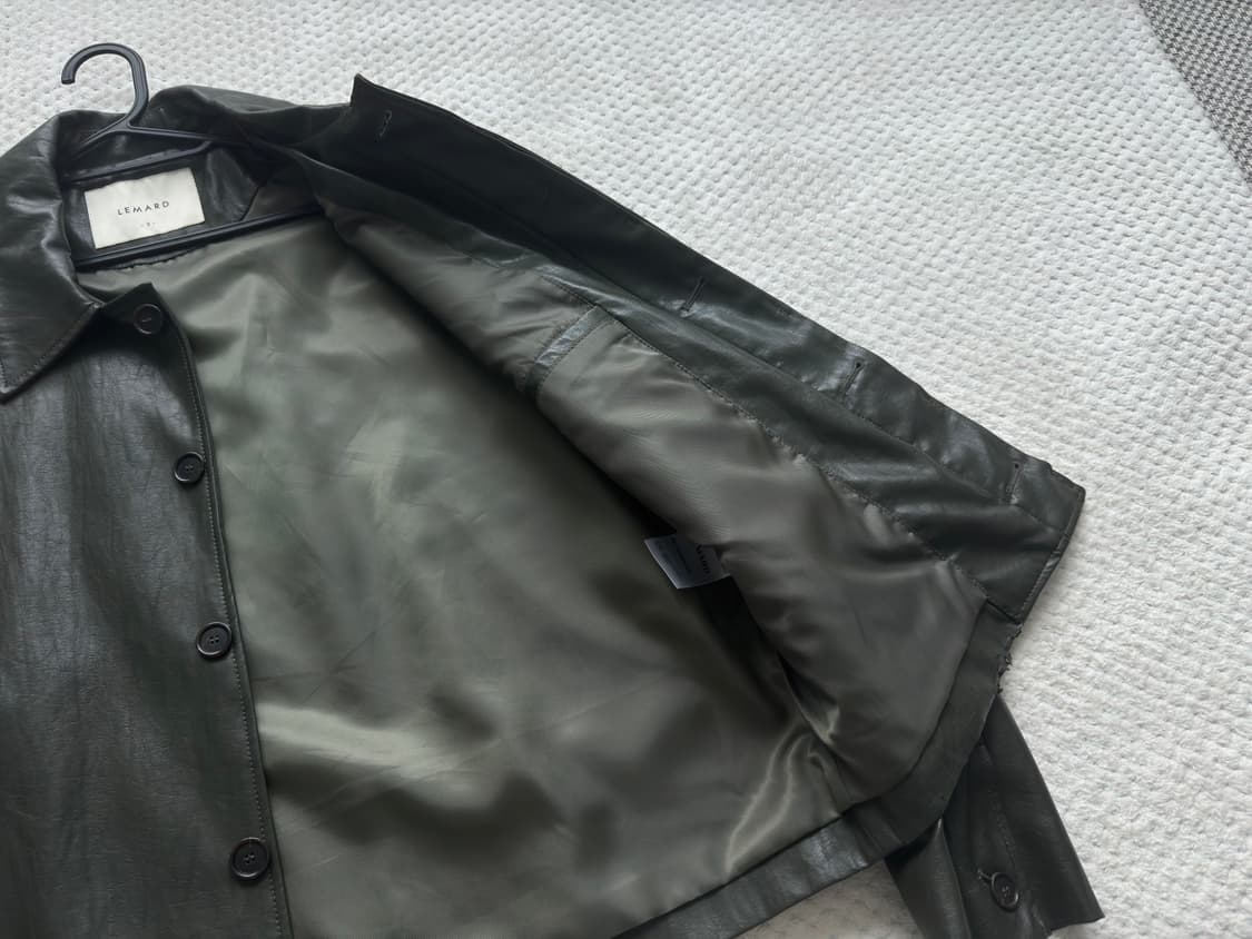 르마드 비건 레더 절개 자켓 - 딥그린 3size 상품이미지6