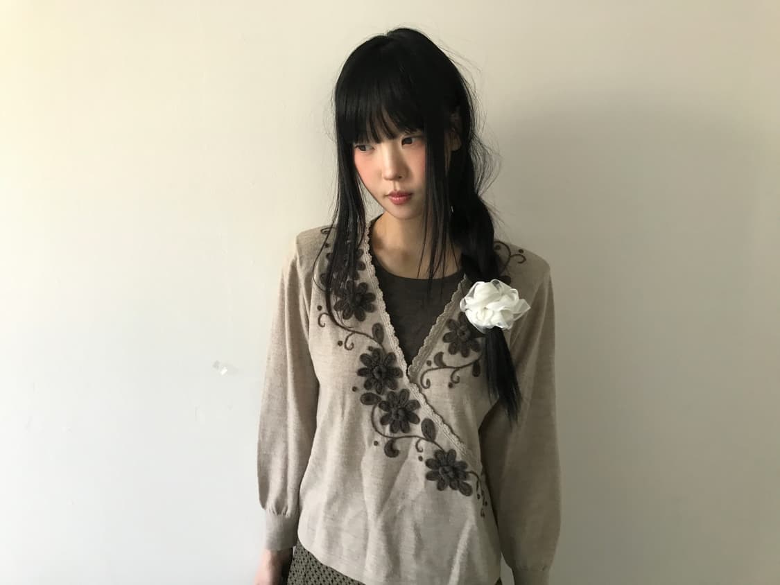Lace v wrap 2way top cardigan 상품이미지7