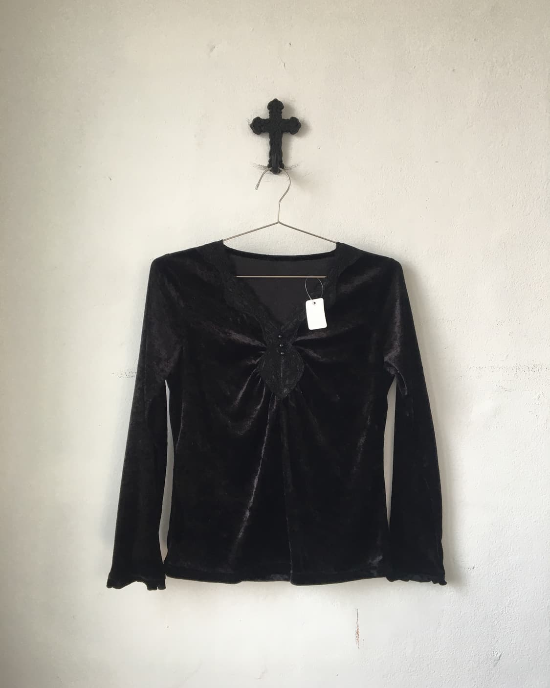 lace trimming velvet sleeve 상품이미지2