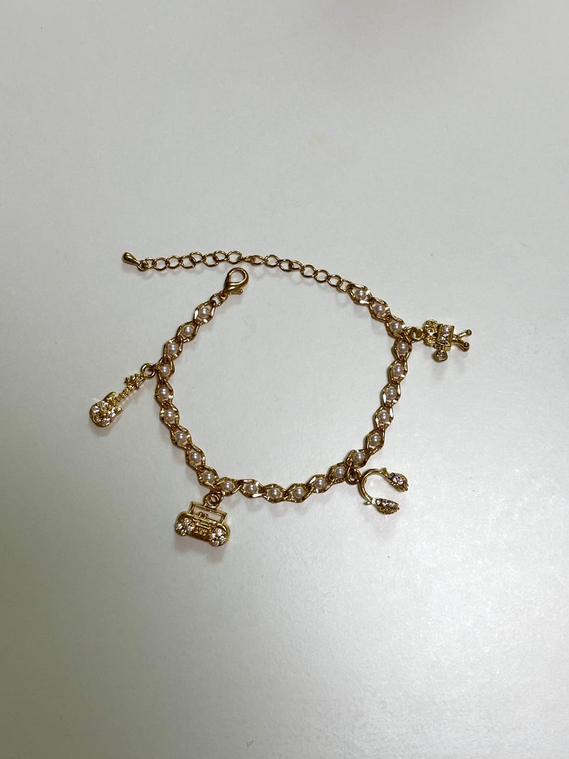 빈티지 진주 골드 참 팔찌 갸루 y2k 펑크 상품이미지1