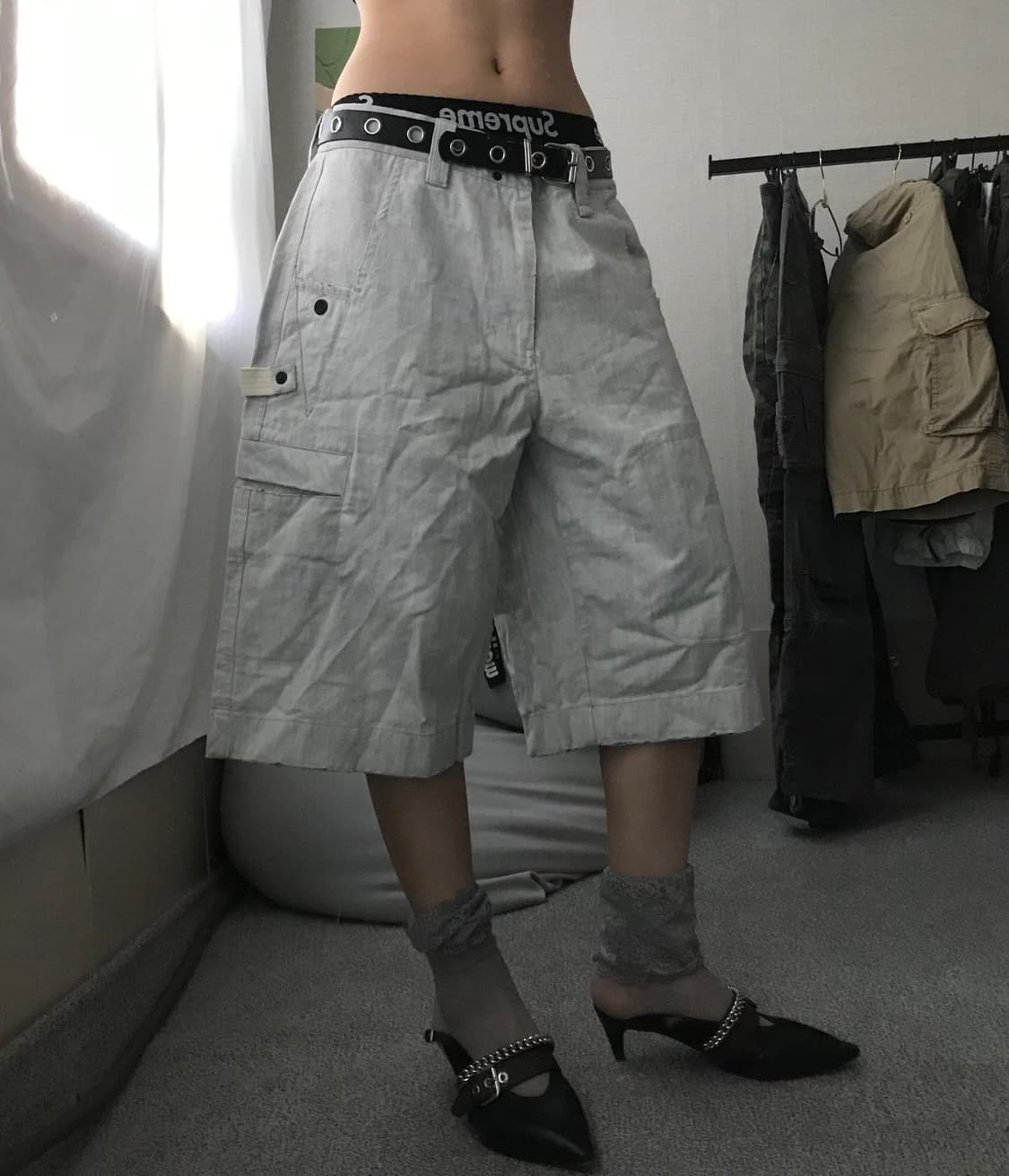 그레이 데님 버뮤다 팬츠 상품이미지5