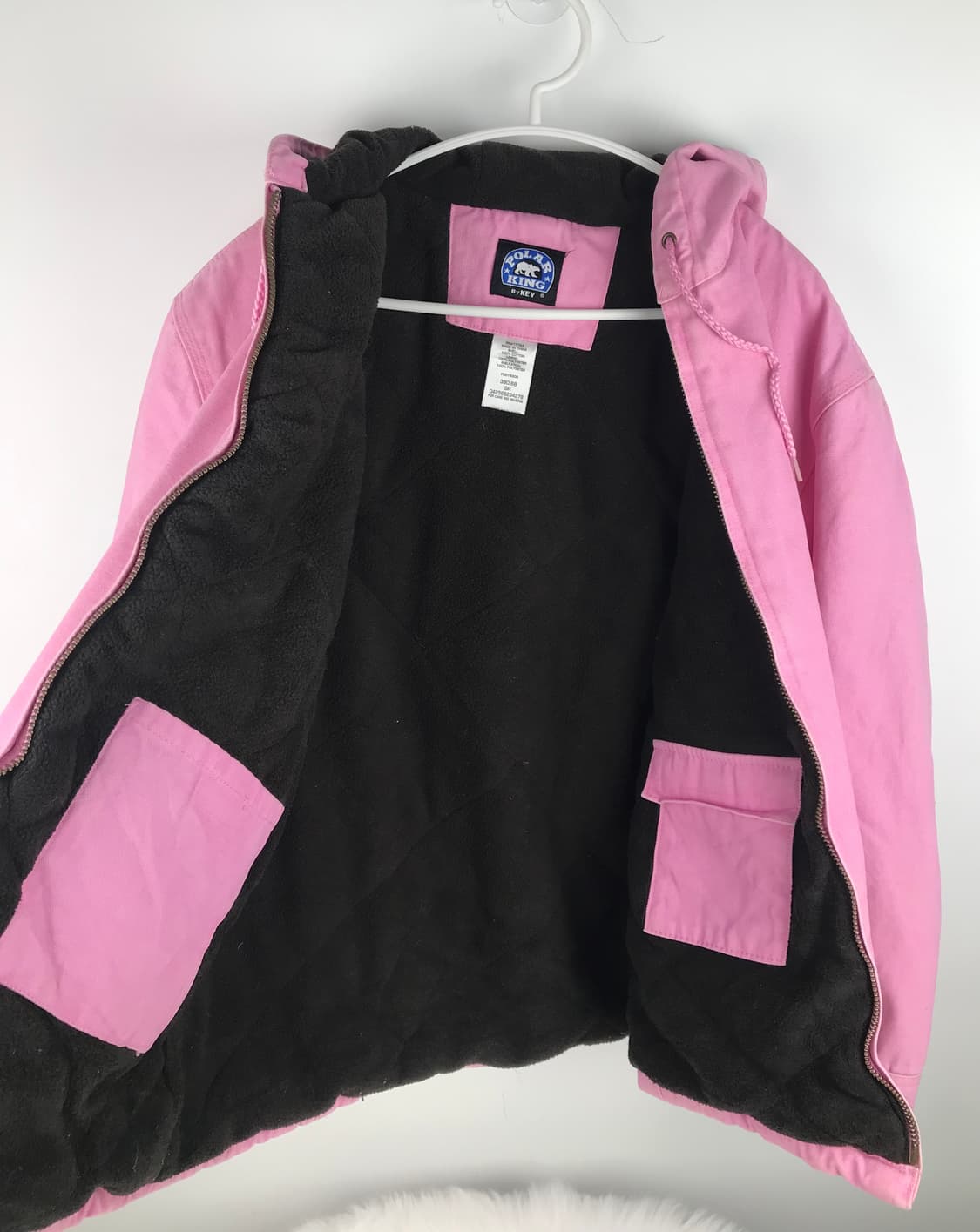 핑크 후드 워크자켓 후리스 후드집업 연핑크 딸기우유색 빈티지 대대장급점퍼 상품이미지2