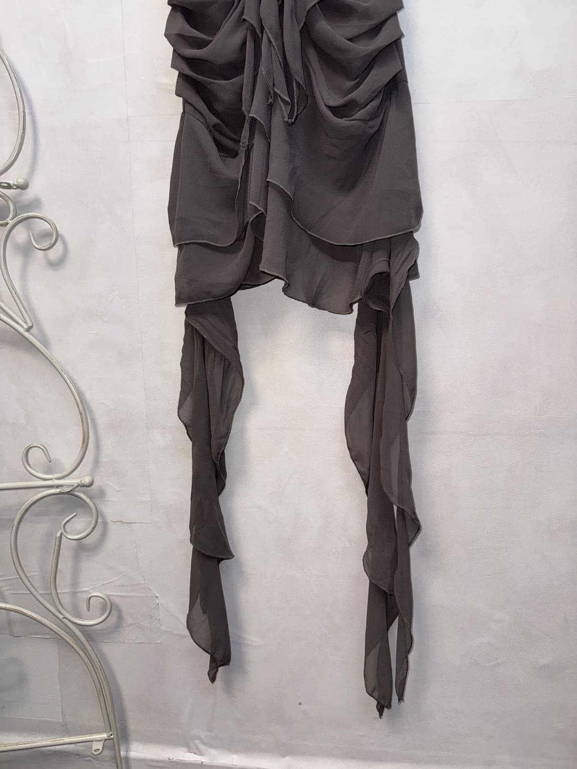 Gray fairy shirring lace unbalanced ops 상품이미지3
