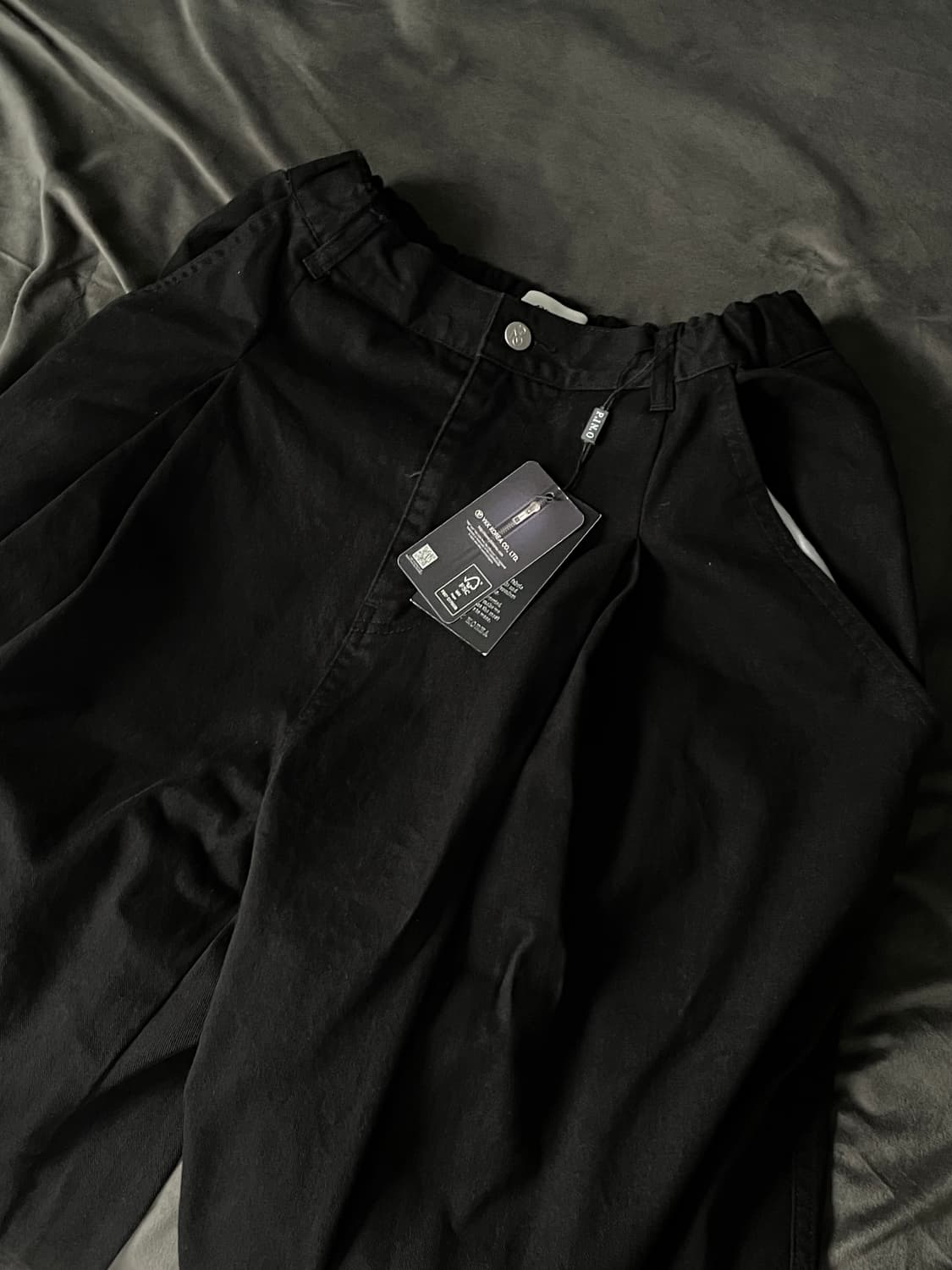 피인오 958 투턱 와이드 코튼 팬츠 블랙 m사이즈 새제품 택포함 상품이미지1