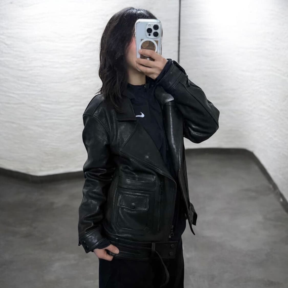 사선 지퍼 멀티포켓 디테일 양가죽 레더자켓 상품이미지2