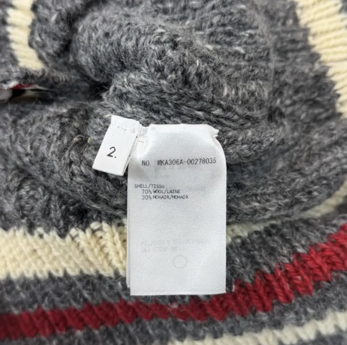 [정품] 톰브라운 케이블 터틀넥 배색 니트 그레이 M  상품이미지4