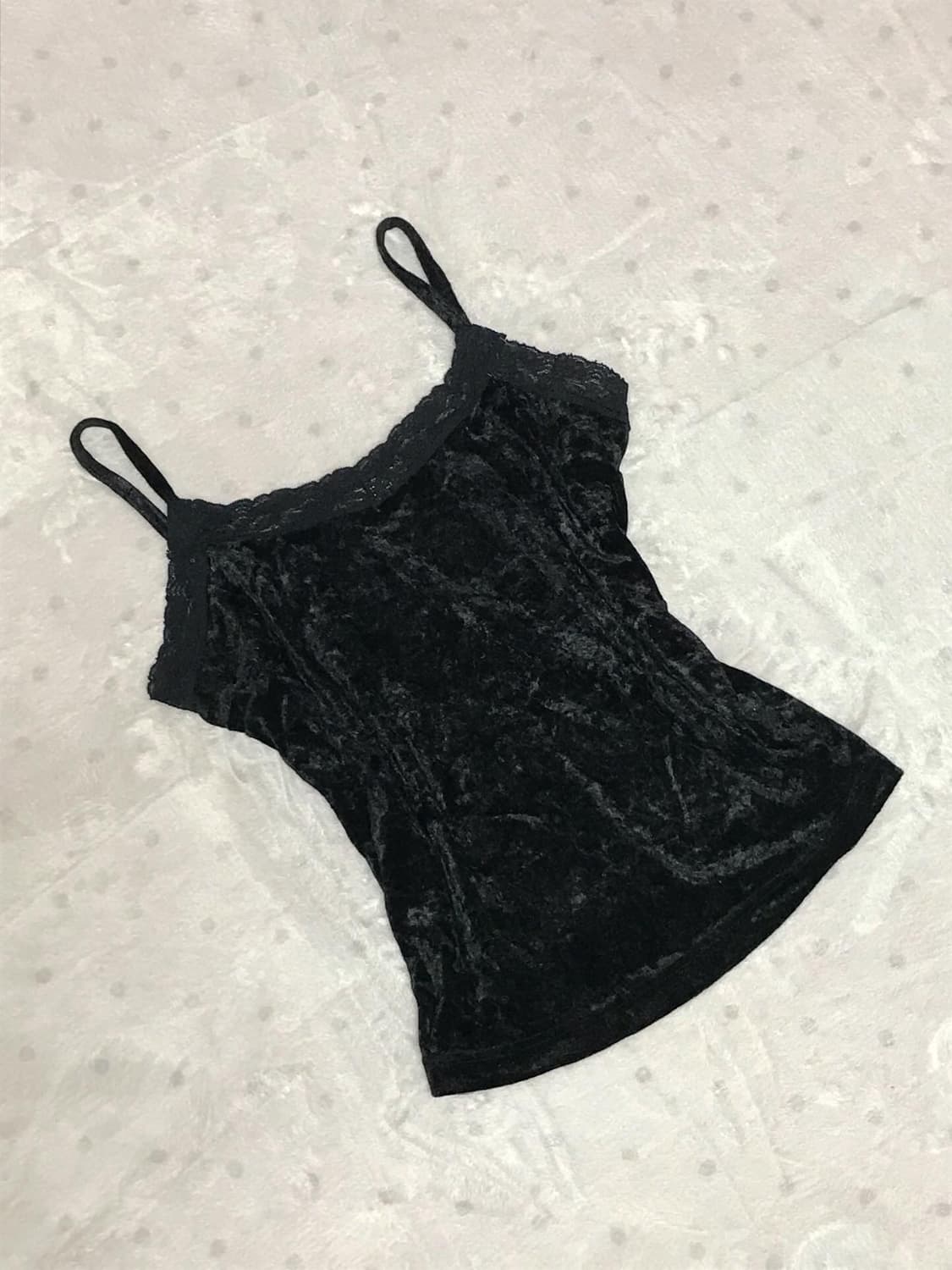 벨벳 블랙 레이스 나시 상품이미지1