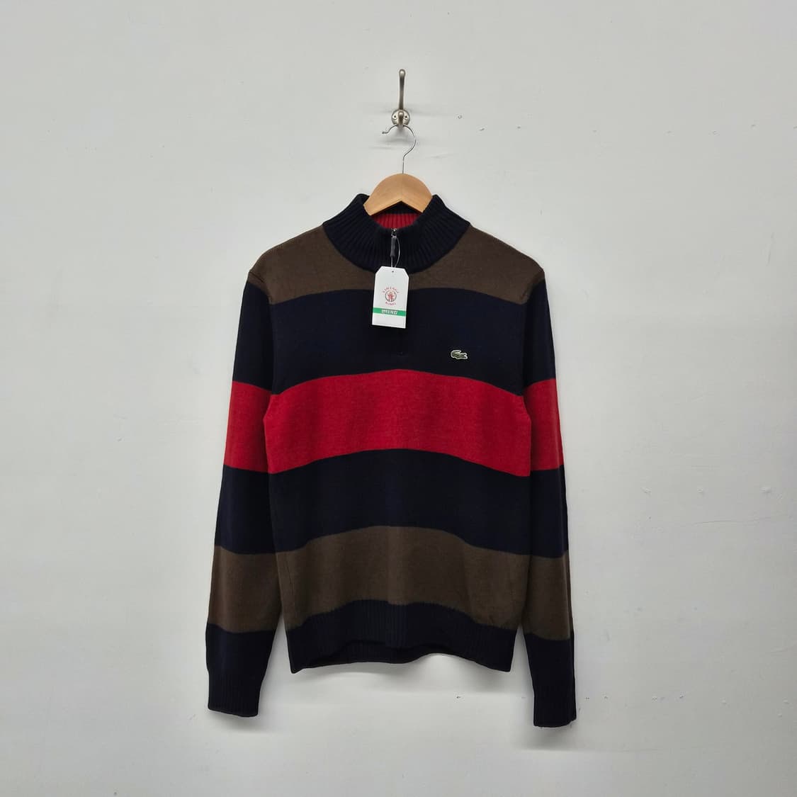 라코스테 스트라이프 패턴 하프넥 니트 남성 L 상품이미지1