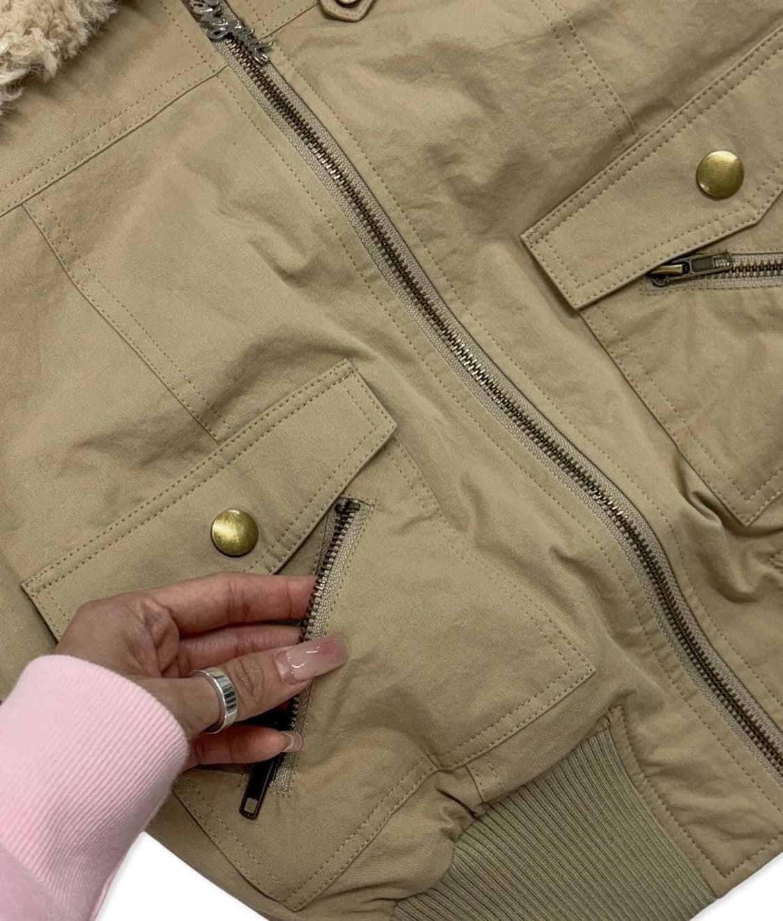 페일제이드 빈티지 코튼 패디드 봄버 점퍼 베이지 상품이미지2