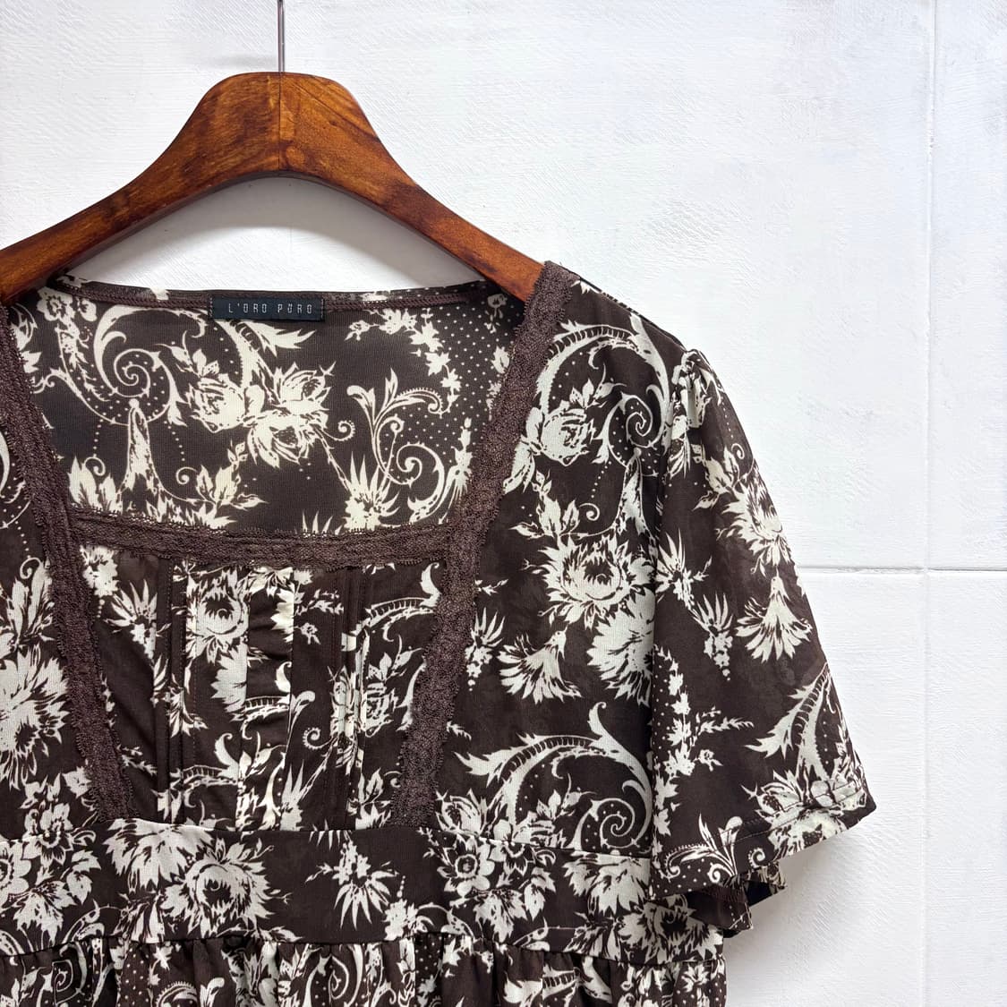 시스루 브라운 스퀘어 히피 페어리 탑 JPN 상품이미지2